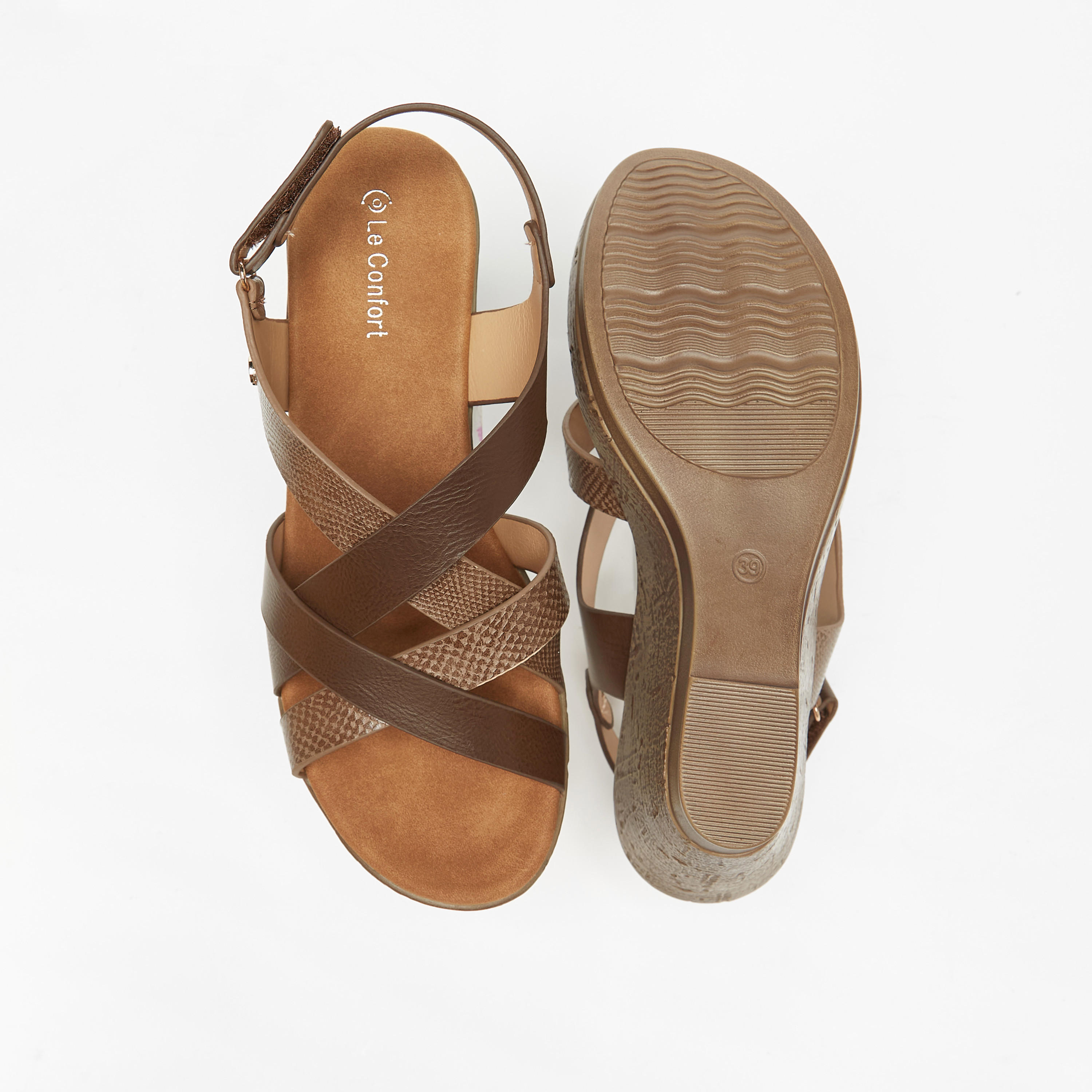 Le Confort Textured Sandals with Wedge Heels-women-shoes-sandals-heeled-image-4
