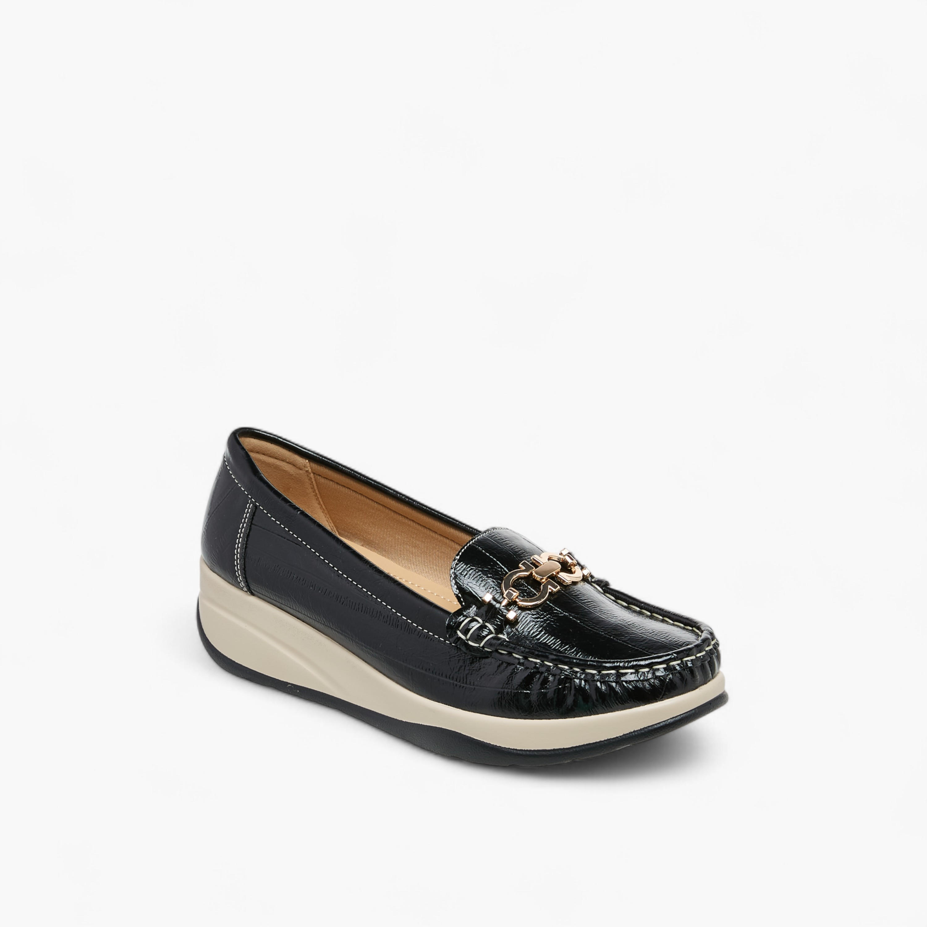 Le Confort Metallic Accent Slip-On Comfort Loafers with Wedge Heel-women-shoes-loafersandmoccasins-image-2