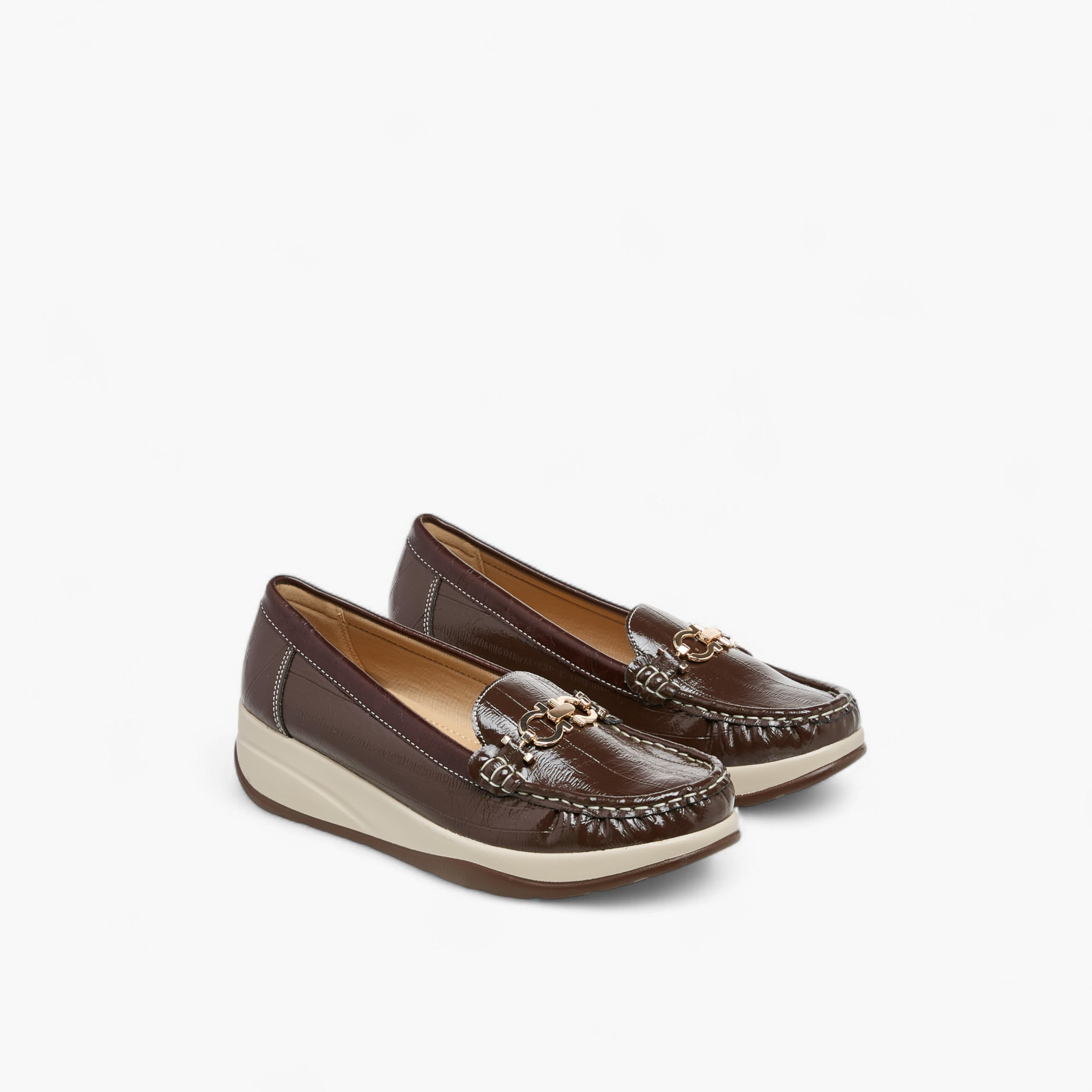 Le Confort Metallic Accent Slip-On Comfort Loafers with Wedge Heel-women-shoes-loafersandmoccasins-image-1