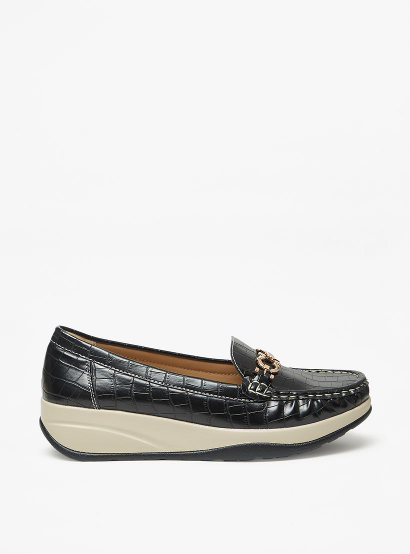 Le Confort Textured Slip-On Comfort Loafers with Metal Accent Detail-women-shoes-flats-loafers-image-3
