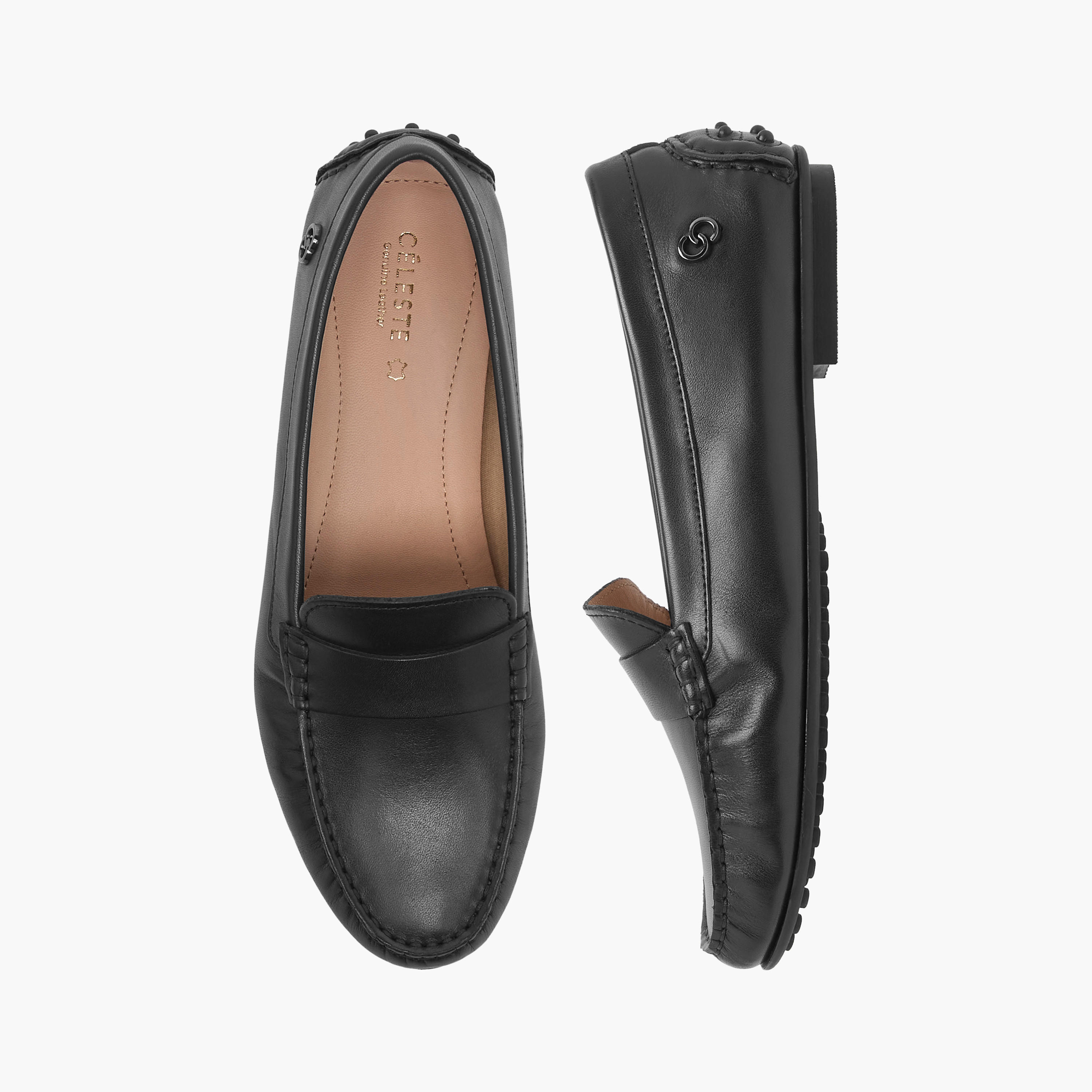Celeste Women's Logo Accent Leather Slip-On Loafers-women-shoes-flats-loafers-image-1