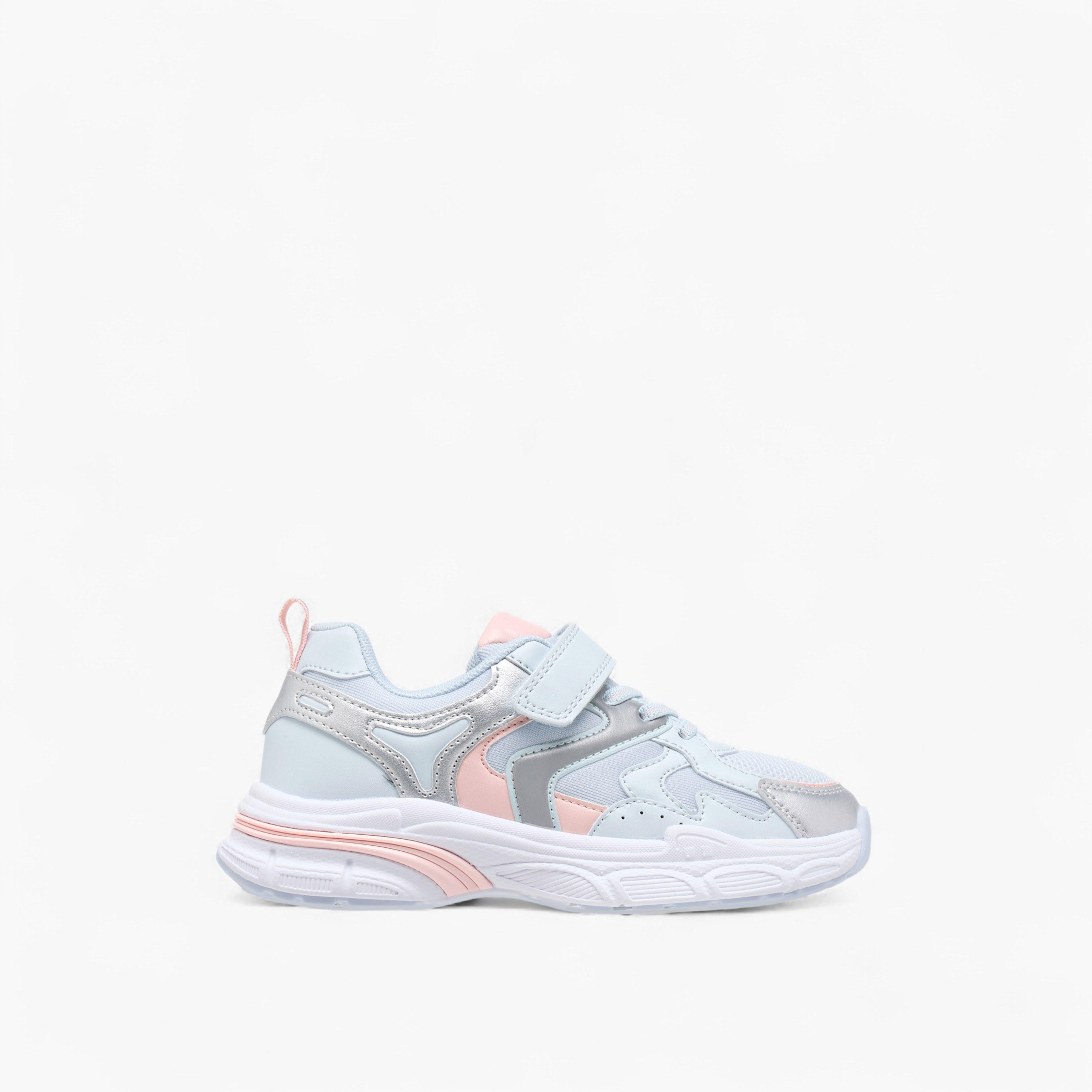 Little Missy Panelled Sneakers with Hook and Loop Closure-girls-shoes-sneakers-image-3
