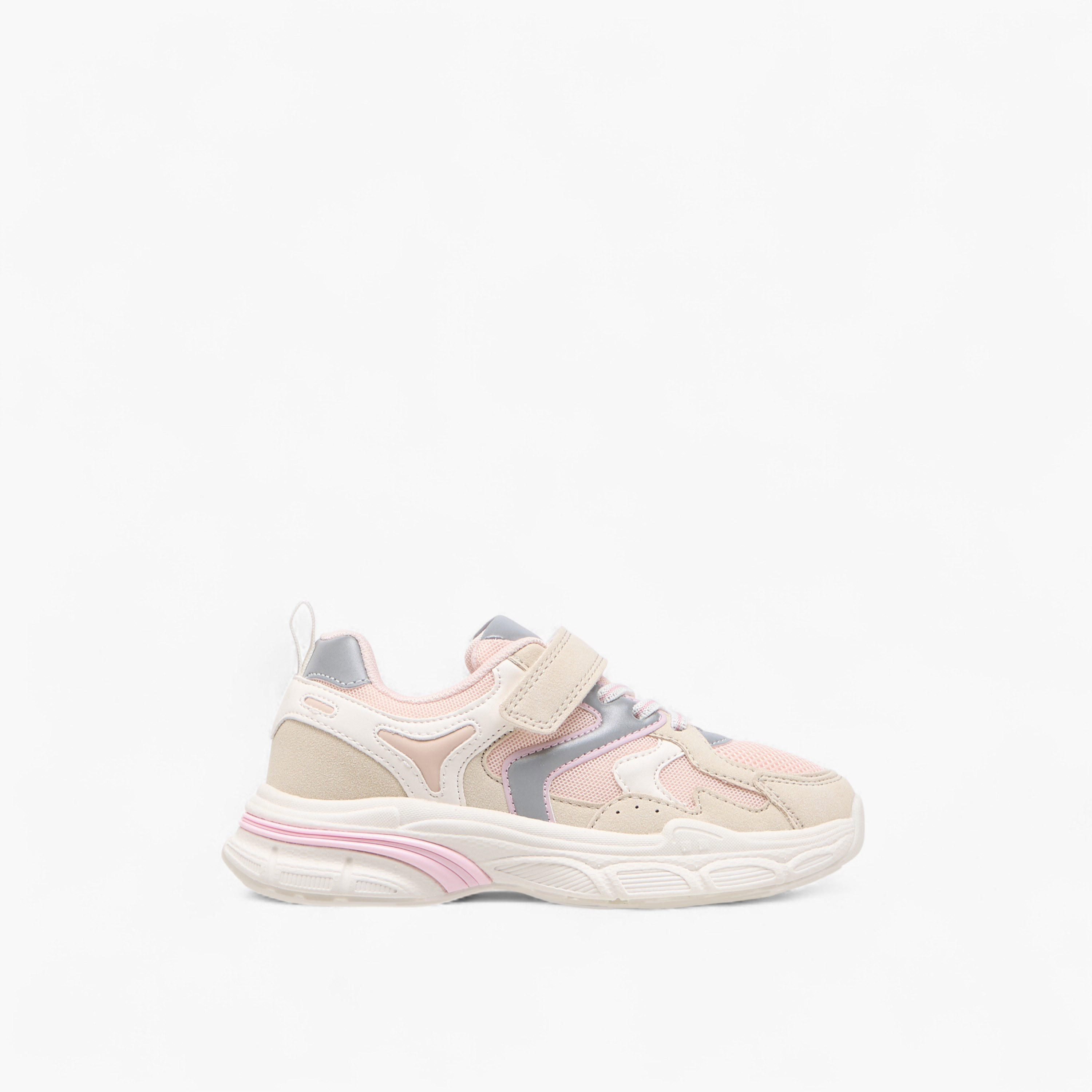 Little Missy Panelled Sneakers with Hook and Loop Closure-girls-shoes-sneakers-image-3