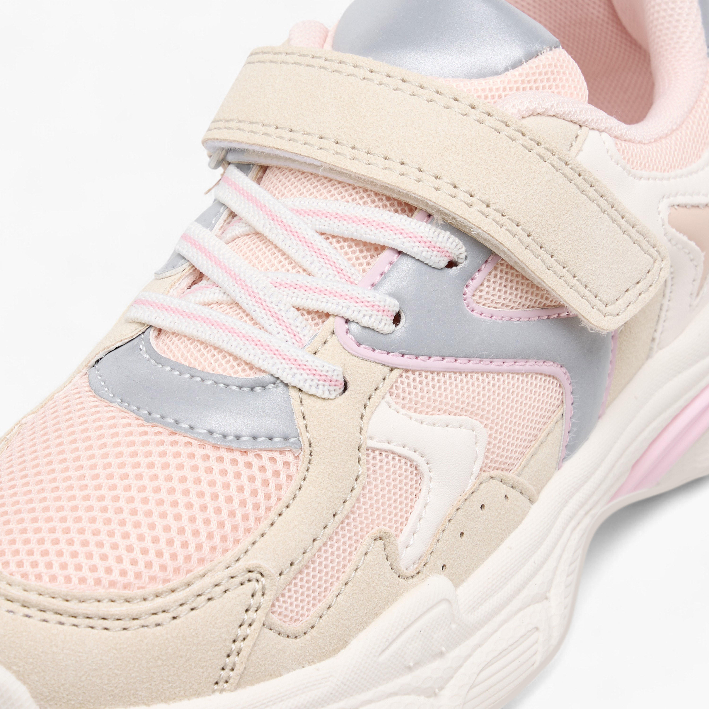 Little Missy Panelled Sneakers with Hook and Loop Closure-girls-shoes-sneakers-image-4