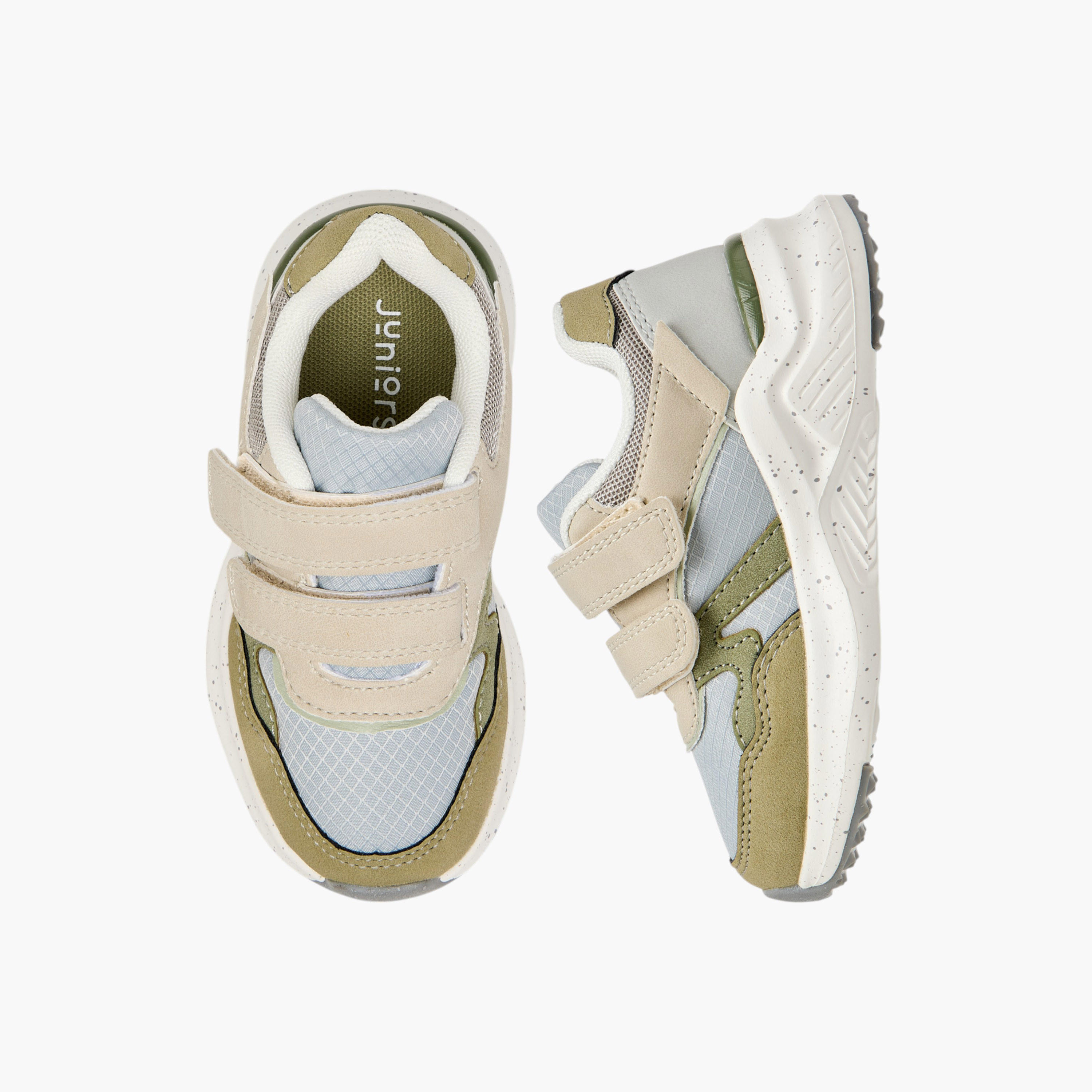 Juniors Panelled Sneakers with Hook and Loop Closure-boys-shoes-sneakers-image-1