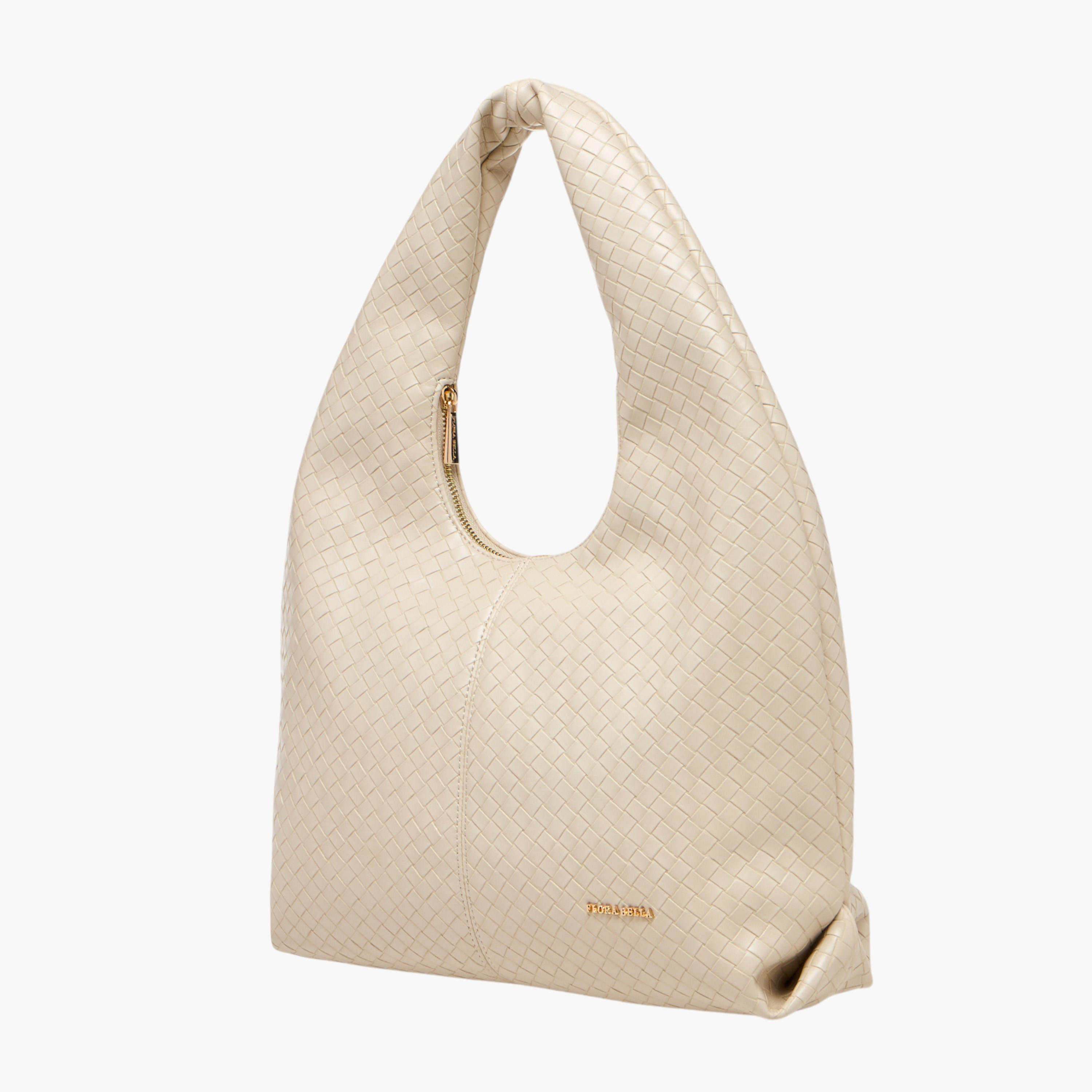 شنطة هوبو بارزة الملمس بمقبض وسحاب إغلاق من فلورا بيلا-women-bagsandwallets-handbags-image-1
