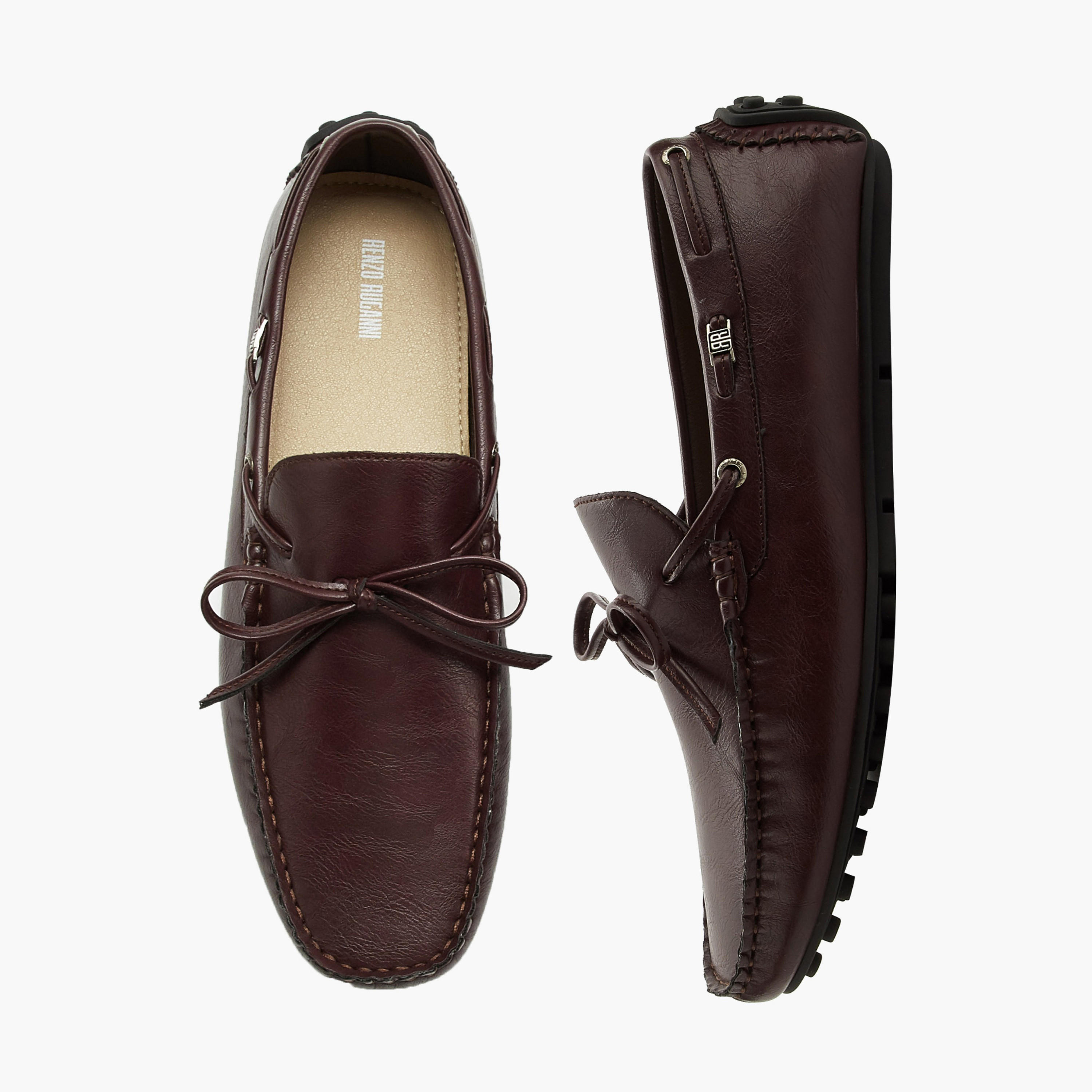Renzo Ruganni Men Bow Trim Slip-On Moccasins-men-shoes-loafersandmoccasins-image-1
