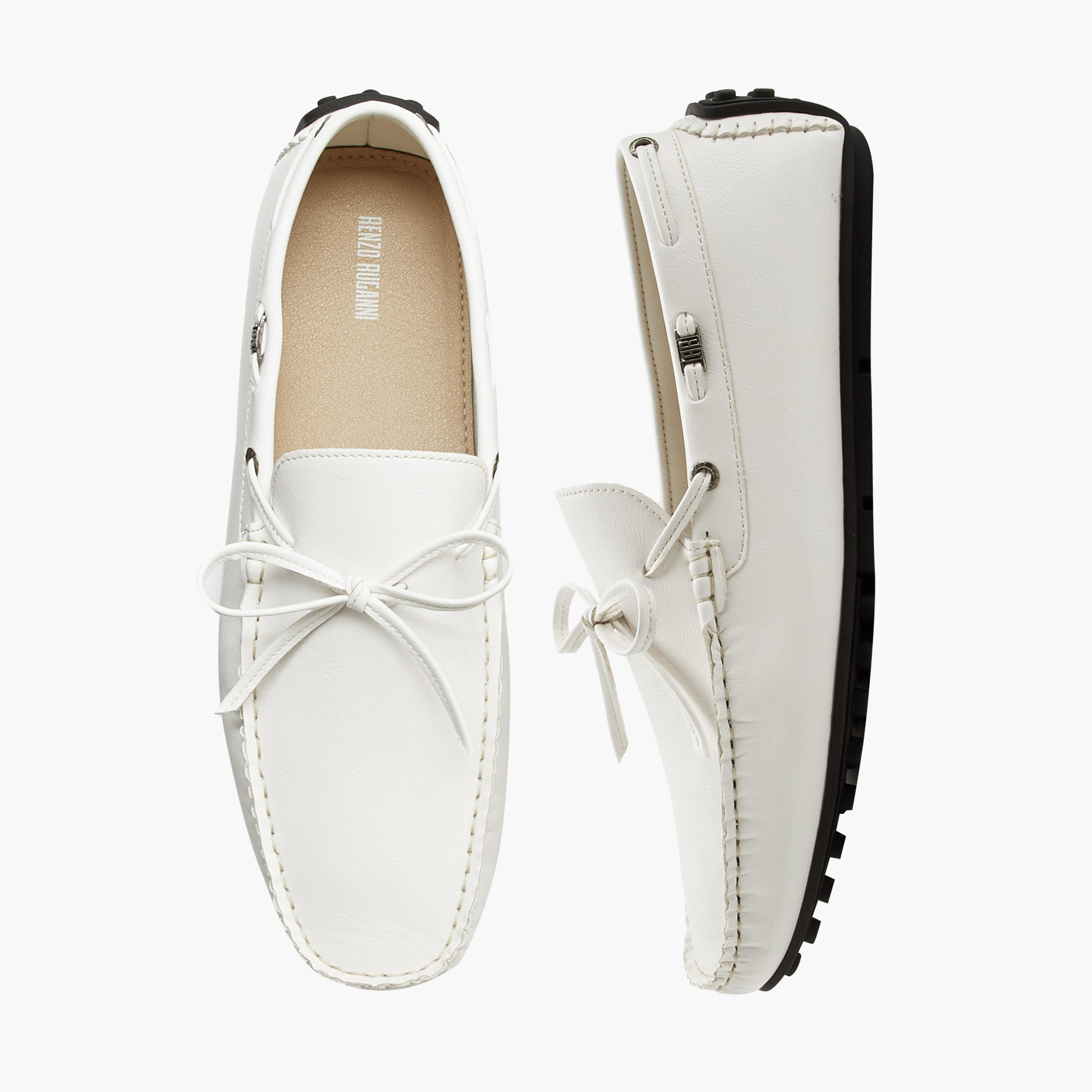 Renzo Ruganni Men Bow Trim Slip-On Moccasins-men-shoes-loafersandmoccasins-image-1