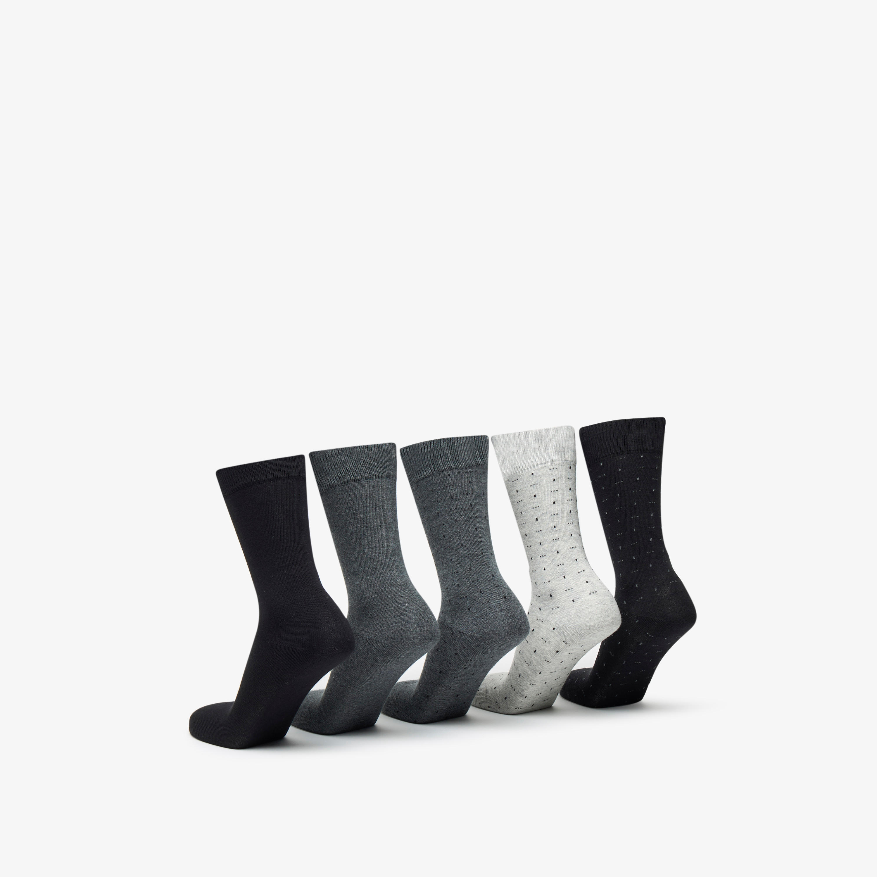 Duchini Assorted Non Terry Crew Length Socks - Set of 5-men-socks-image-3
