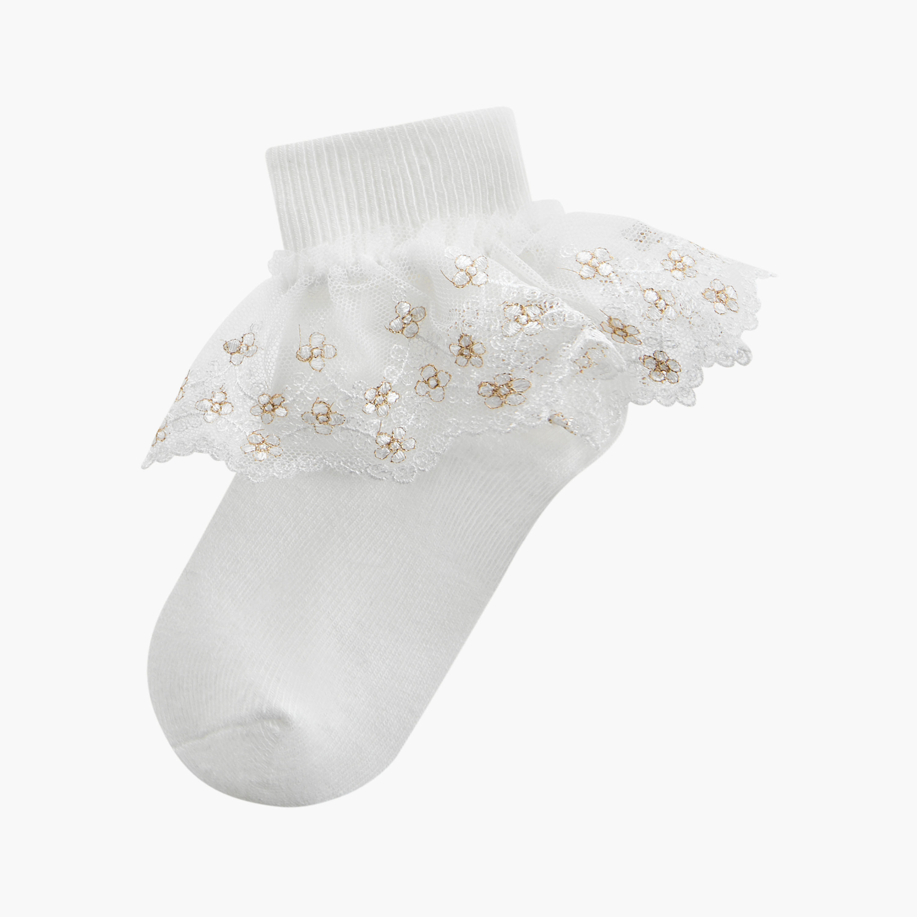 Pack of 2 Flora Bella Girls Socks with Lace Frill-girls-accessories-socks-image-2