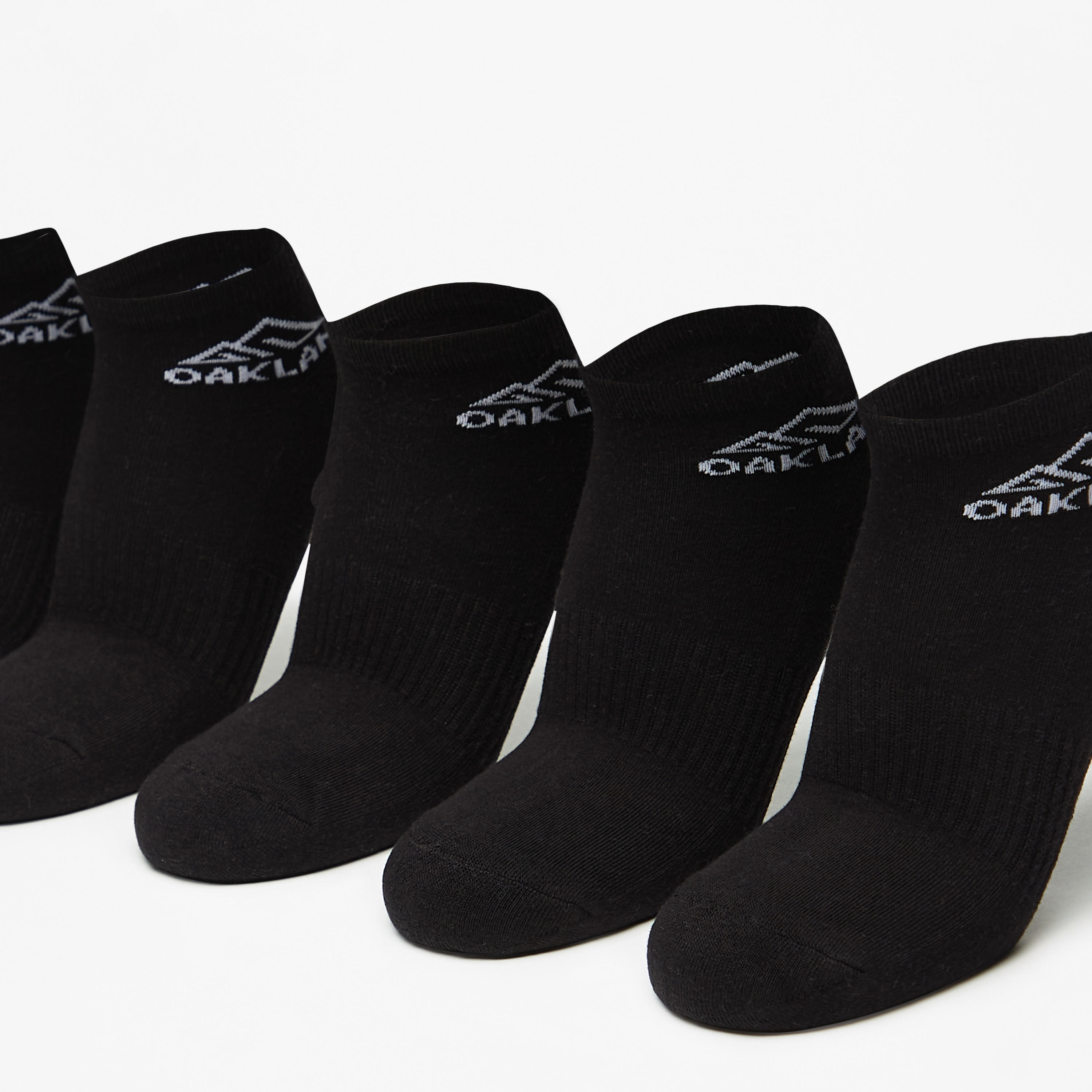 OAKLAN Logo Print Ankle Length Cushioned Sports Socks - Set of 5-men-socks-image-2