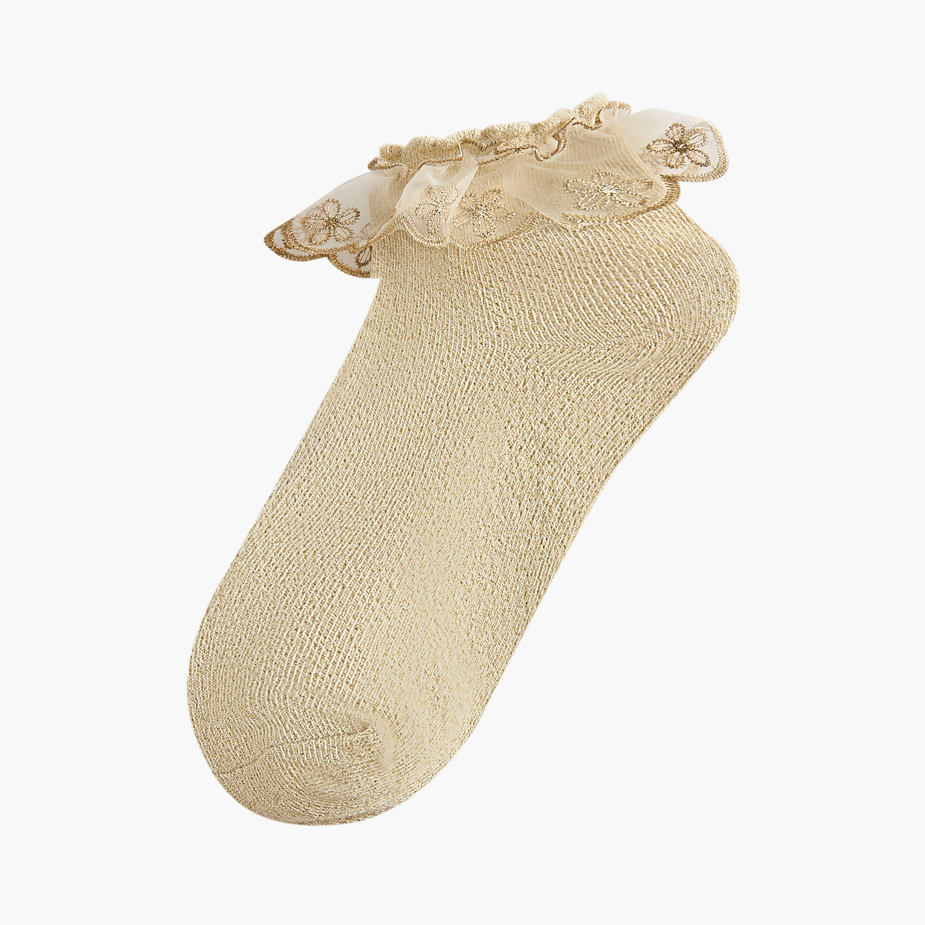 جوارب بتفاصيل كشكش مطرزة للبنات من سيليست - عبوة من زوجين-girls-accessories-socks-image-2