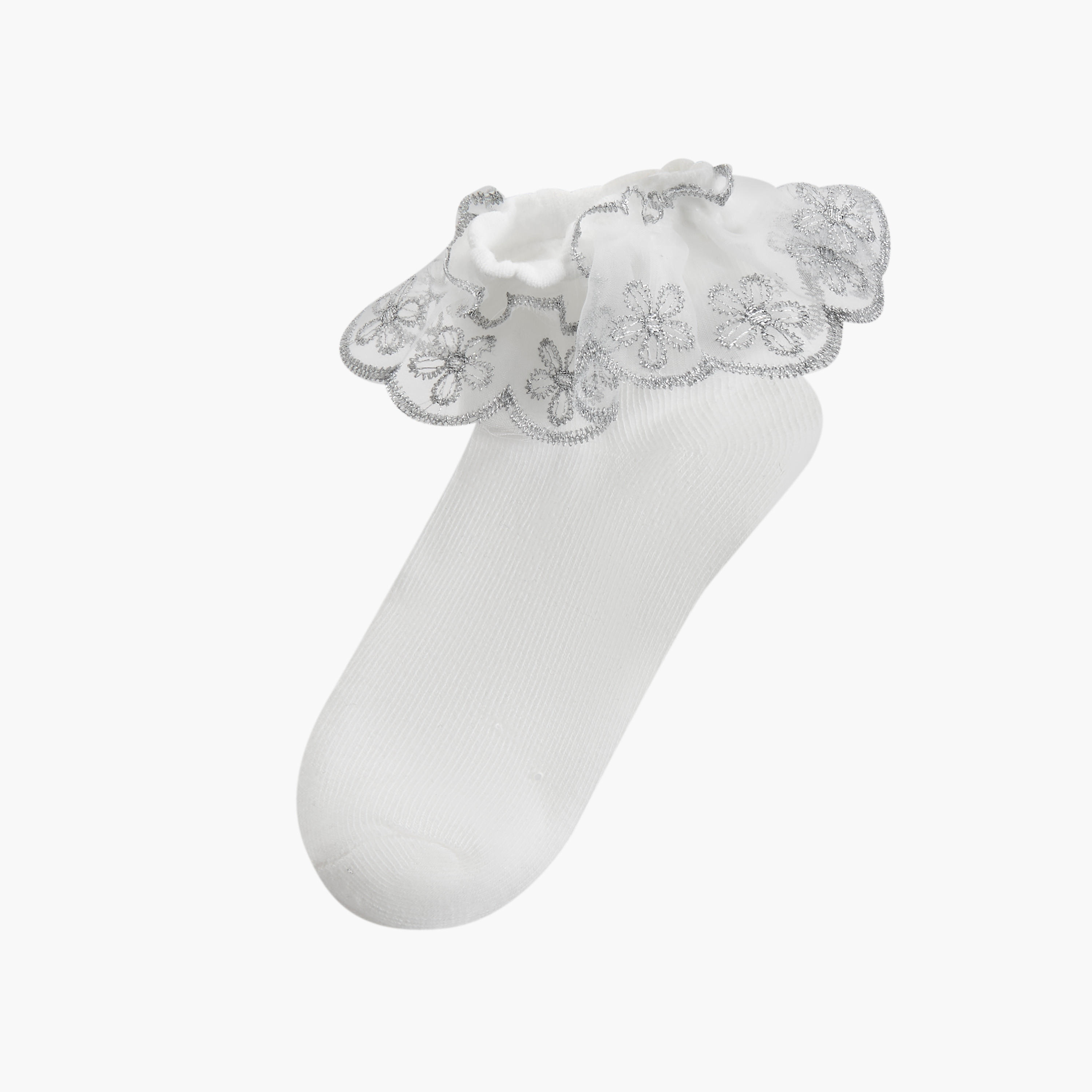 Little Missy Ruffle Detail Ankle Length Socks - Set of 2-girls-accessories-socks-image-2