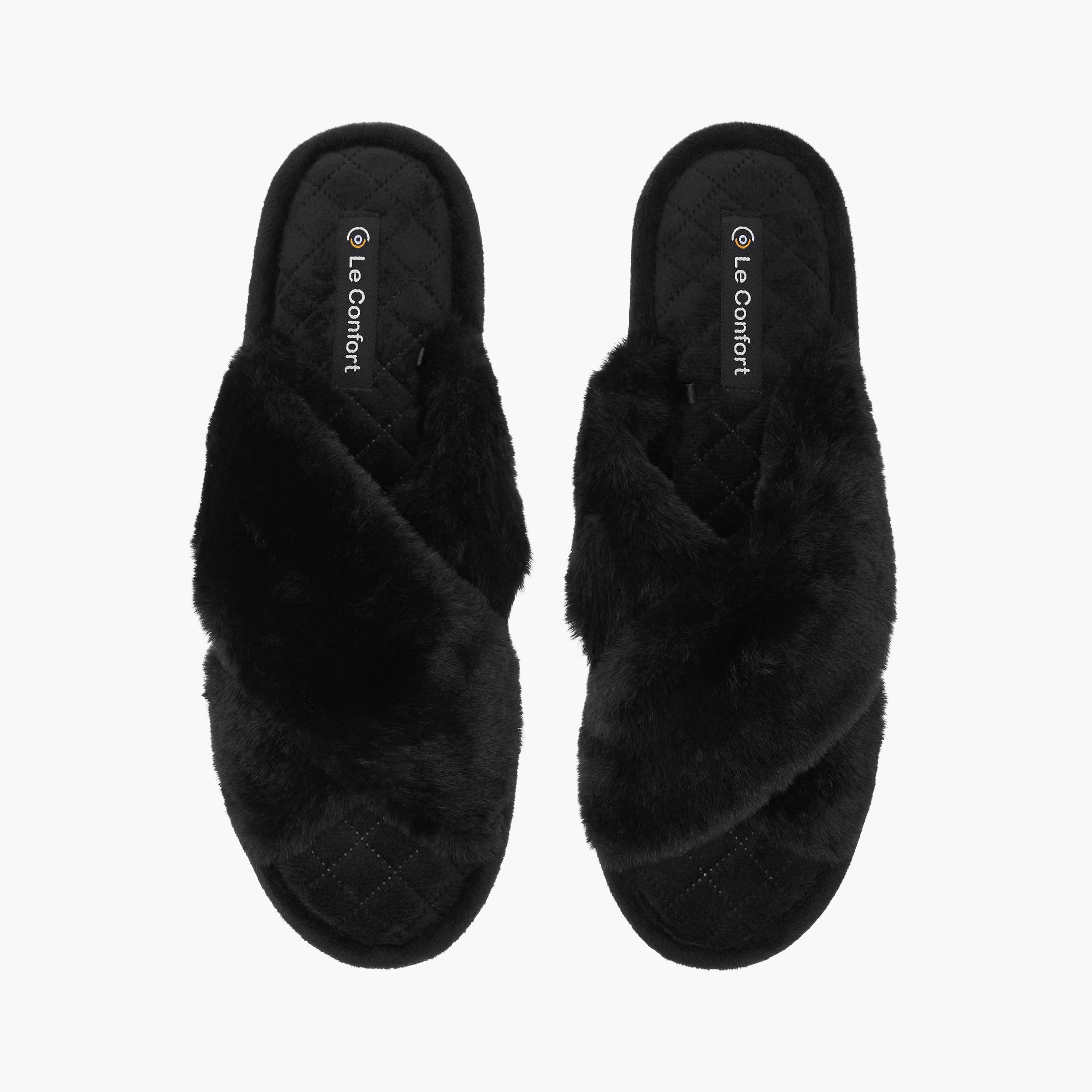 Le Confort Faux Fur Textured Bedroom Slippers-women-shoes-bedroomslippers-image-1