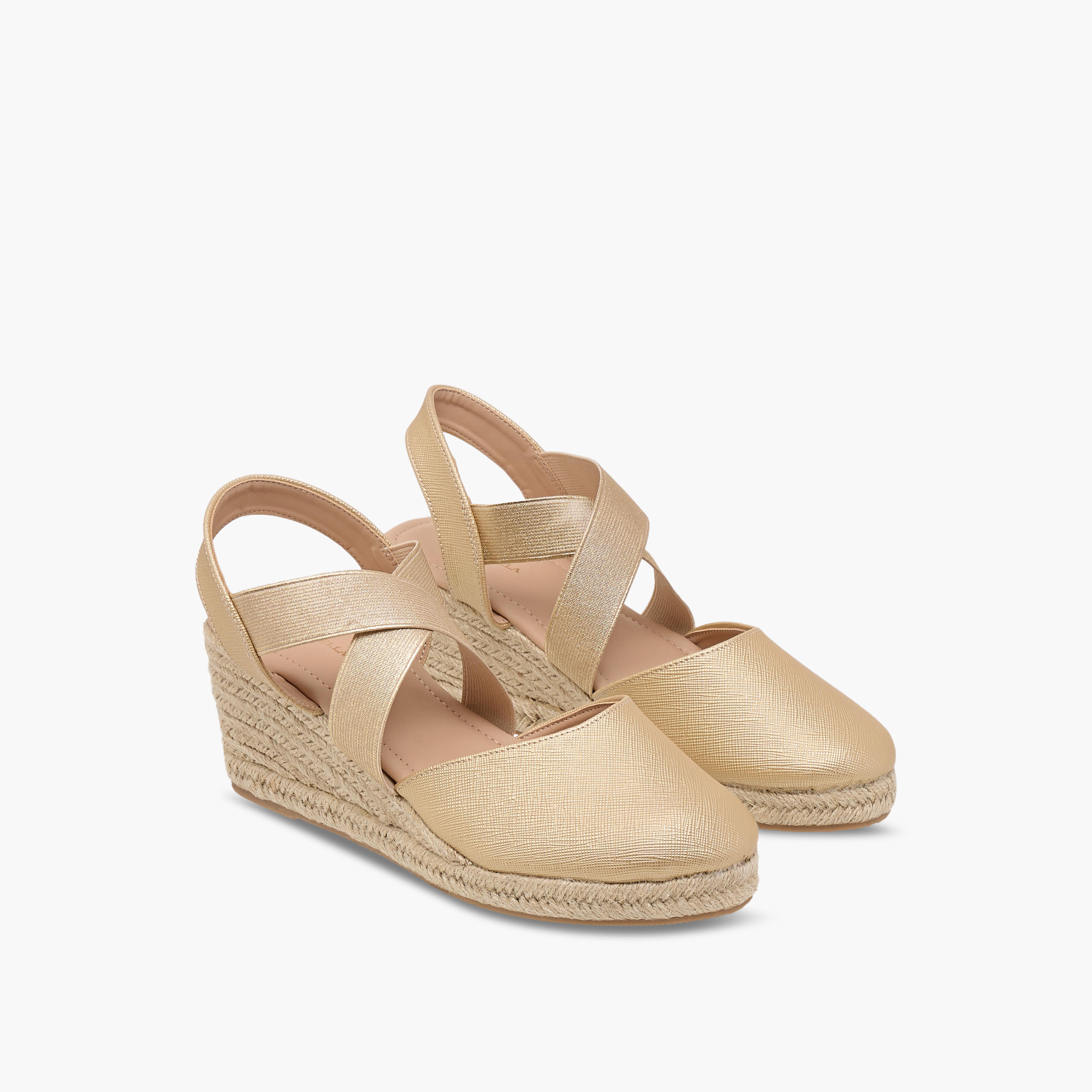 Flora Bella Textured Wedge Heel Shoes with Elasticated Strap-women-shoes-heels-image-1