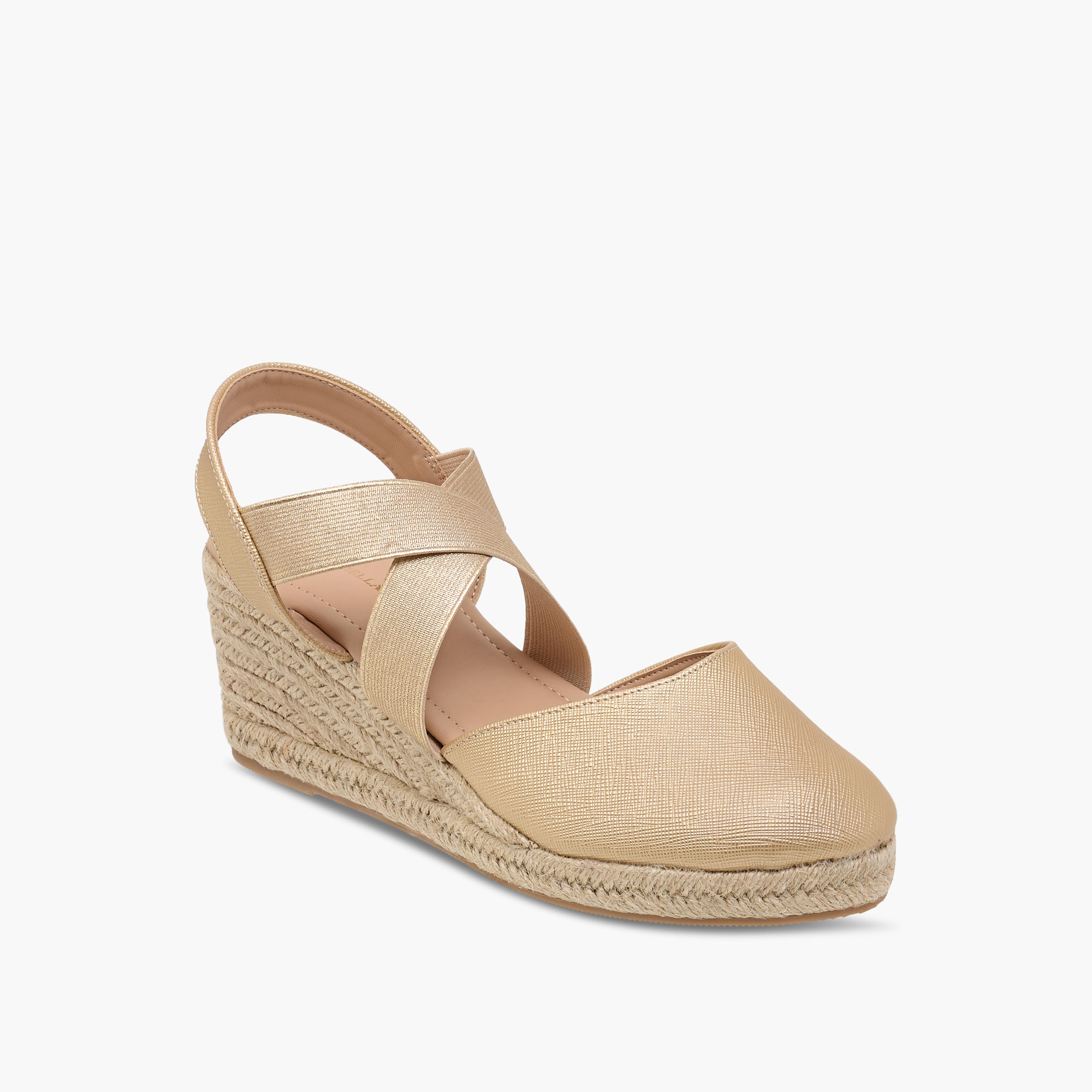 Flora Bella Textured Wedge Heel Shoes with Elasticated Strap-women-shoes-heels-image-2