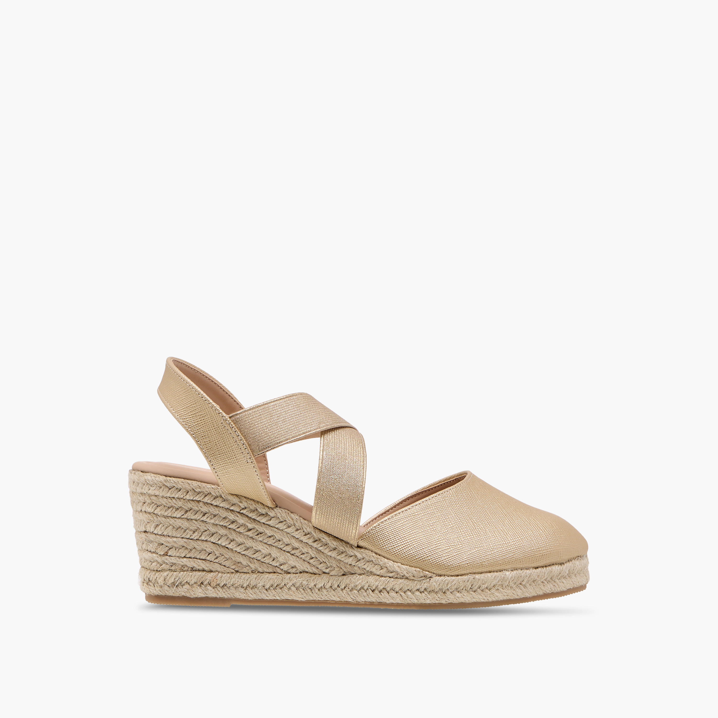 Flora Bella Textured Wedge Heel Shoes with Elasticated Strap-women-shoes-heels-image-3