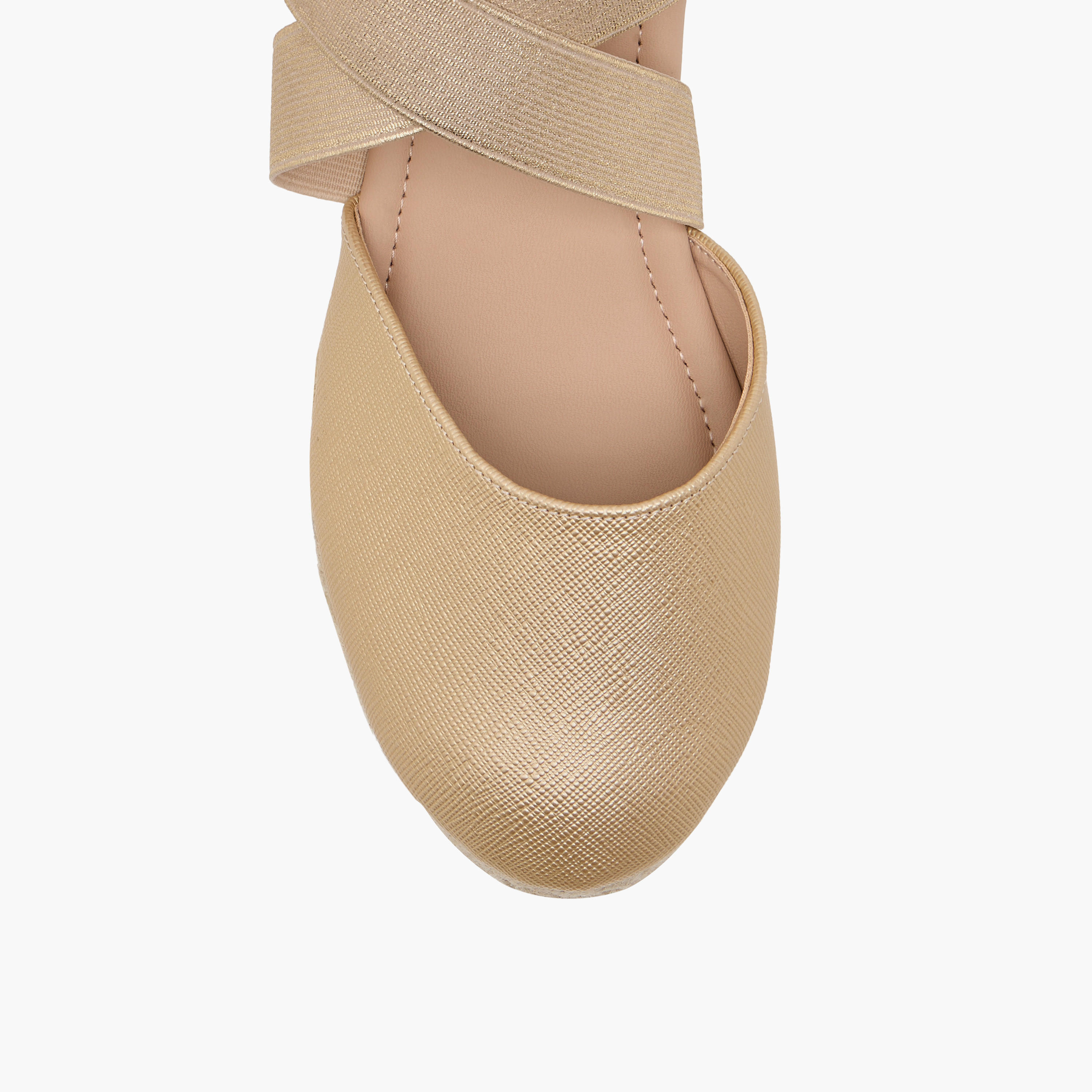 Flora Bella Textured Wedge Heel Shoes with Elasticated Strap-women-shoes-heels-image-5