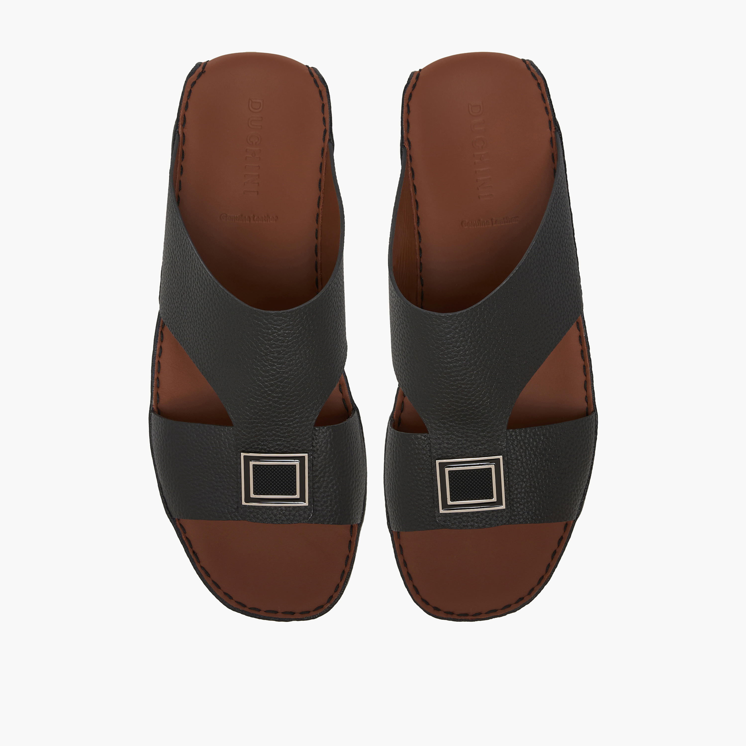 Duchini Men Textured Leather Arabic Sandals-men-shoes-sandals-image-1