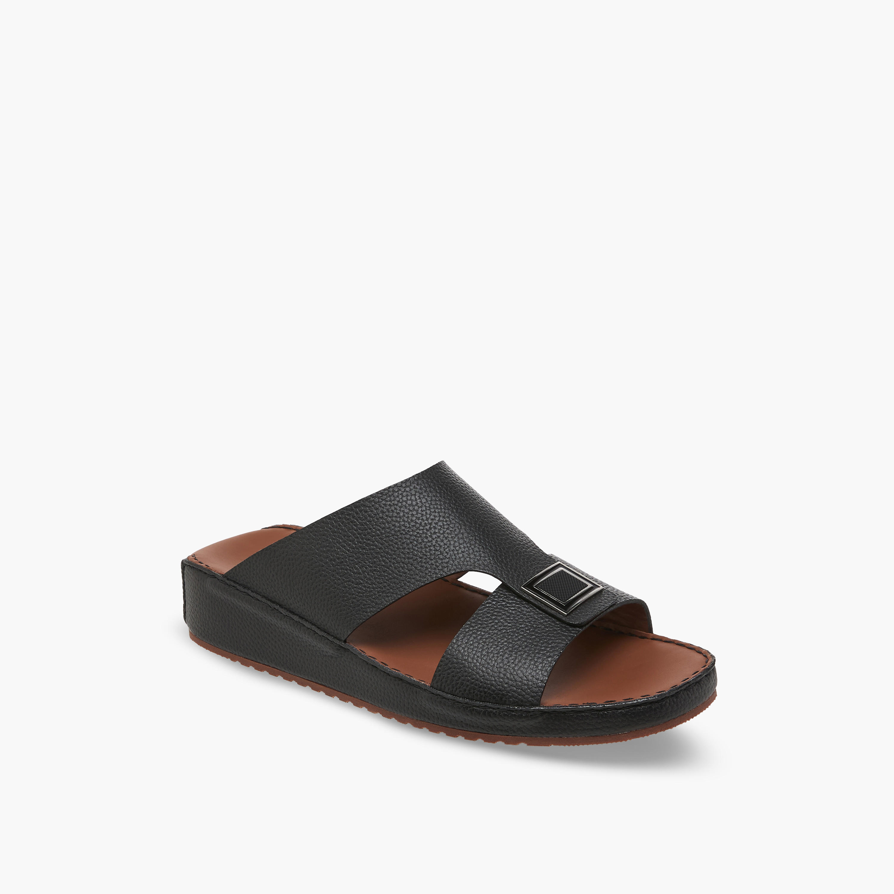 Duchini Men Textured Leather Arabic Sandals-men-shoes-sandals-image-2