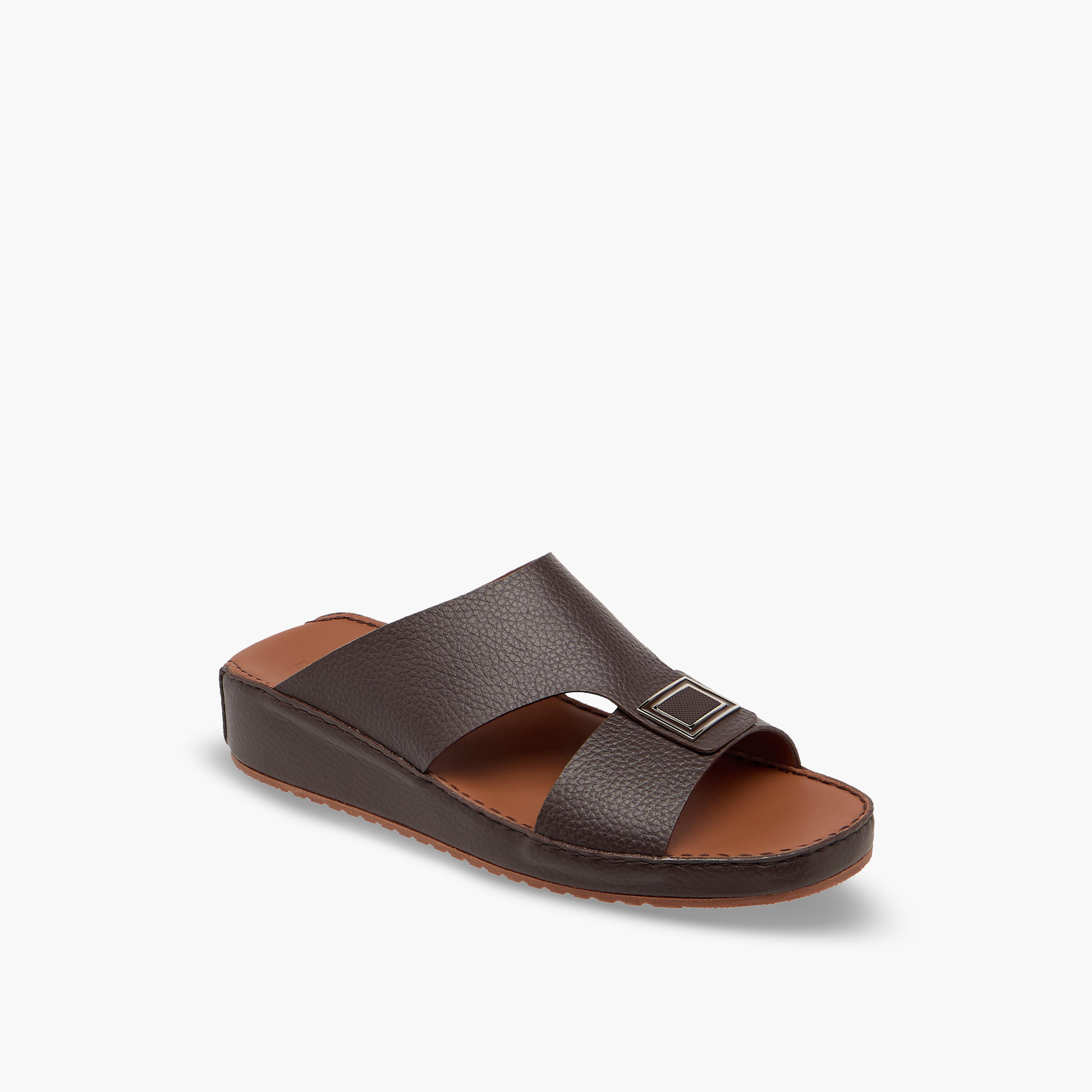 Duchini Men Textured Leather Arabic Sandals-men-shoes-sandals-image-2