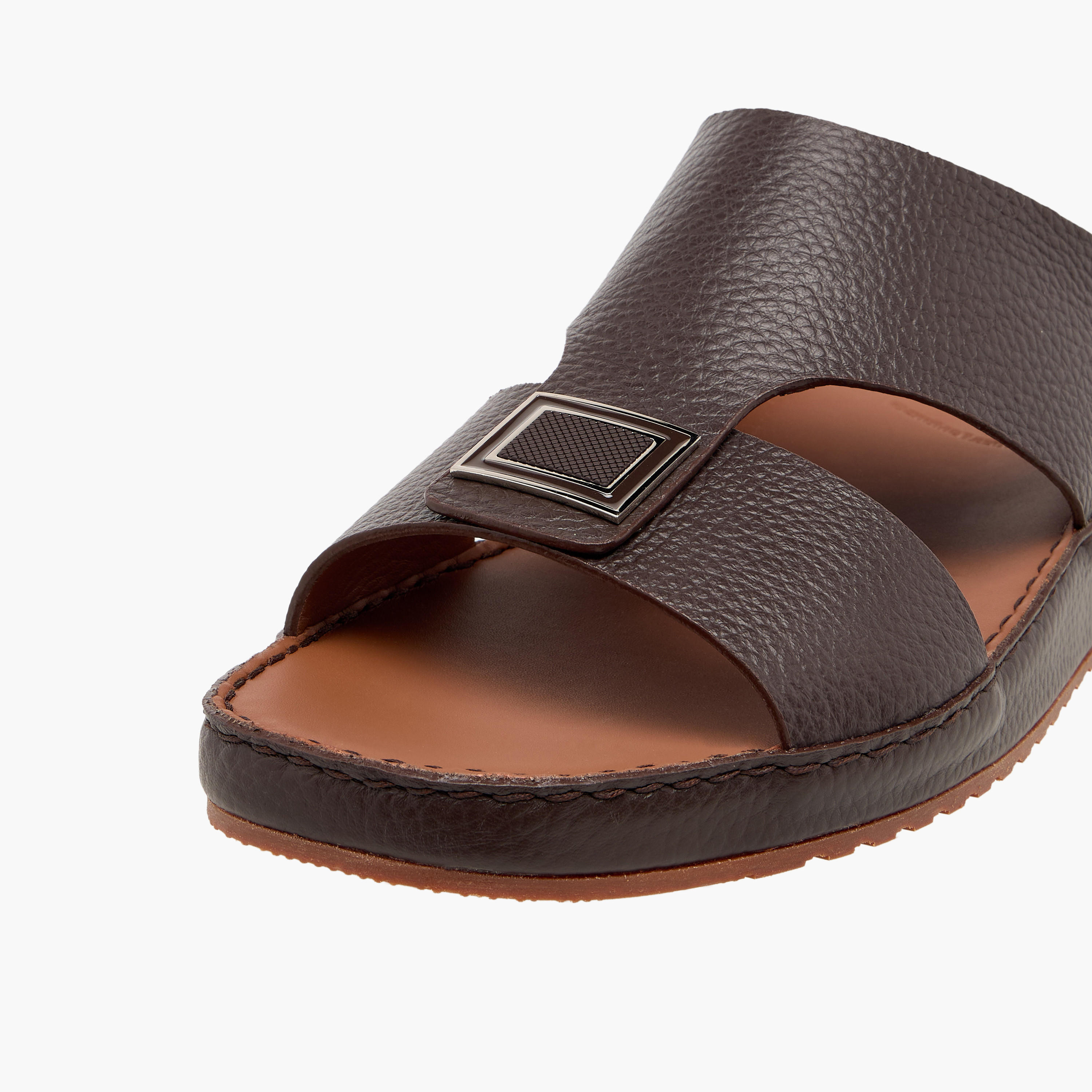 Duchini Men Textured Leather Arabic Sandals-men-shoes-sandals-image-4