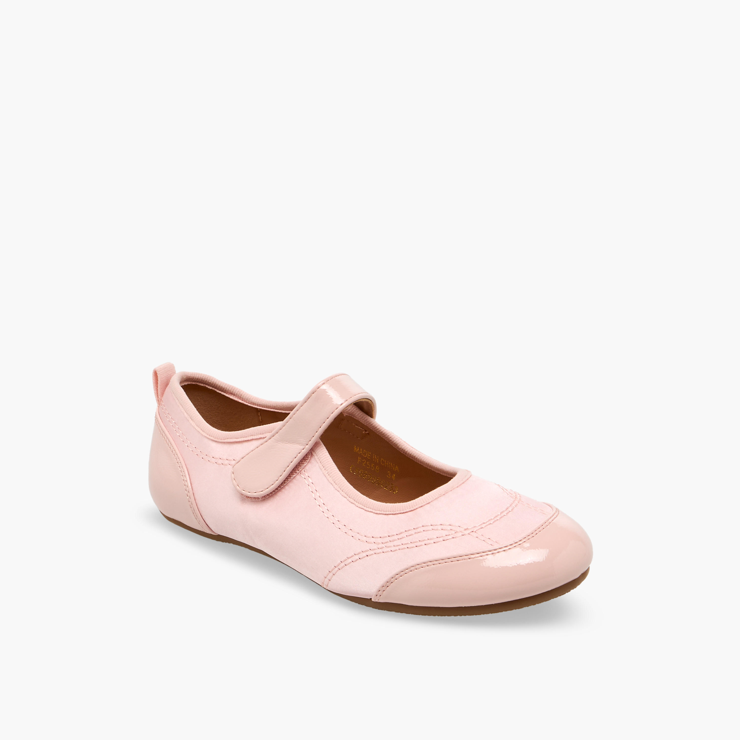 حذاء ماري جين بشريط إغلاق لاصق وتفاصيل مغرزة من فلورا بيلا-girls-shoes-maryjanes-image-2