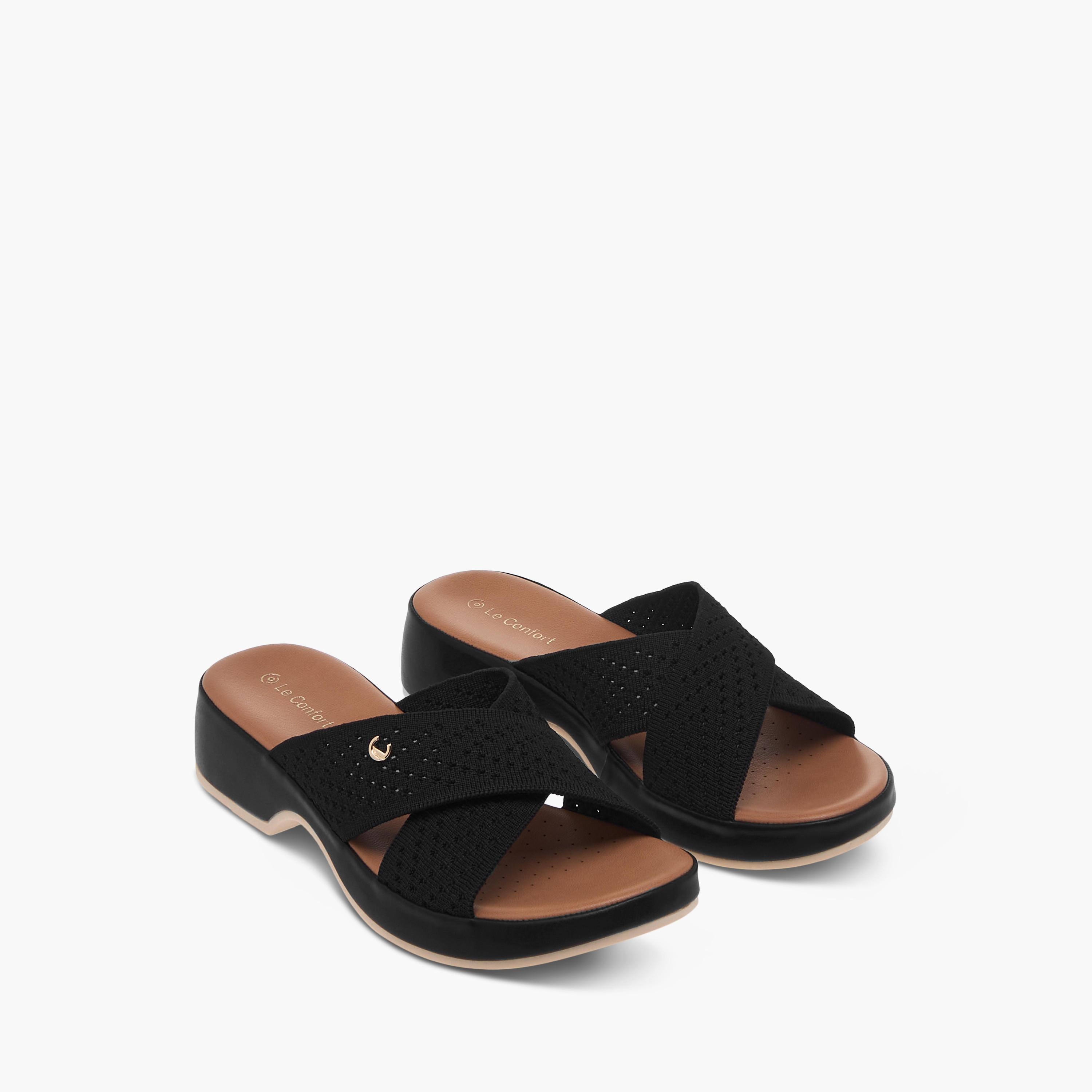Le Confort Textured Slip-On Comfort Sandals-women-shoes-sandals-heeled-image-1