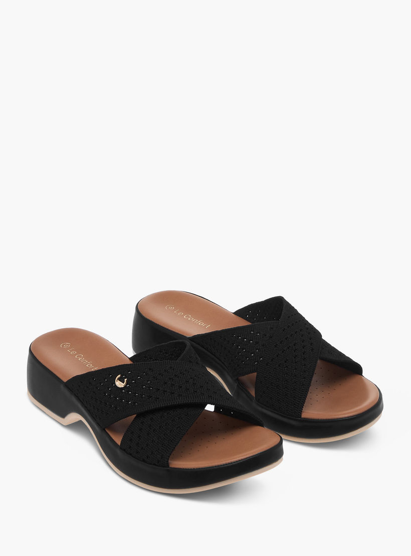 Le Confort Textured Slip-On Comfort Sandals-women-shoes-sandals-heeled-image-1