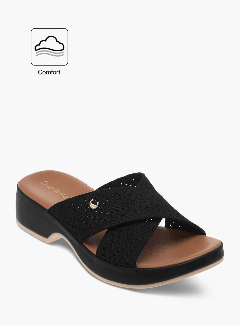Le Confort Textured Slip-On Comfort Sandals-women-shoes-sandals-heeled-image-2