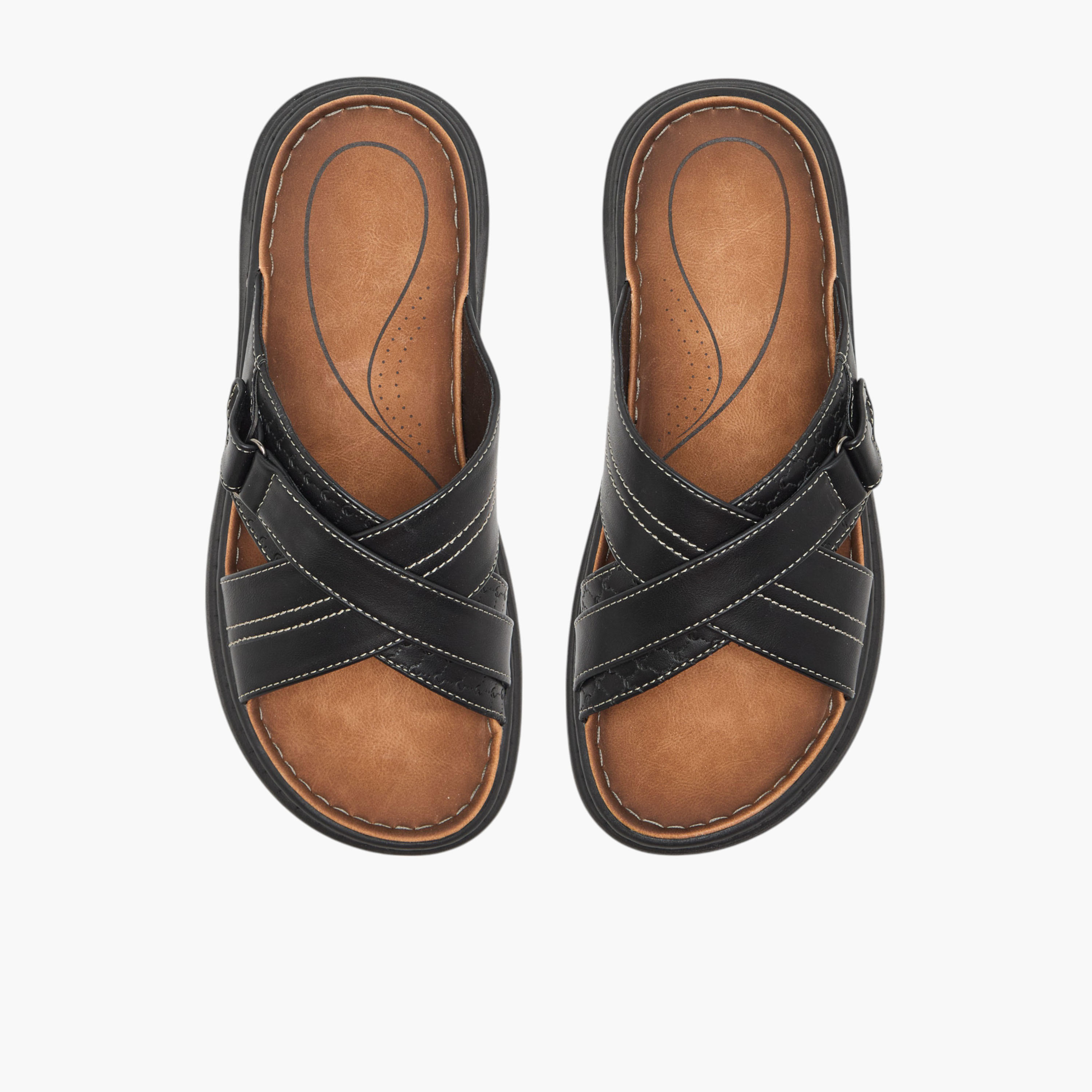 Le Confort Stitch Detail Cross Strap Comfort Sandals-men-shoes-sandals-image-1