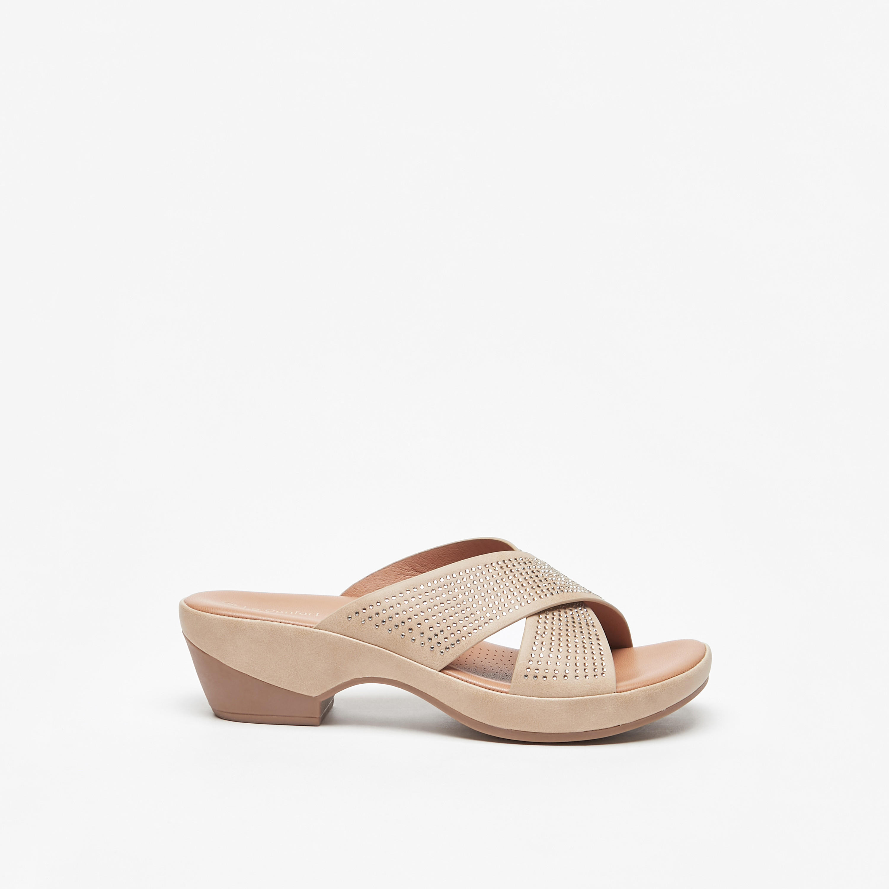 صندل مريح مزيّن بحزام متقاطع وكعب سميك من لو كونفورت-women-shoes-sandals-heeled-image-9