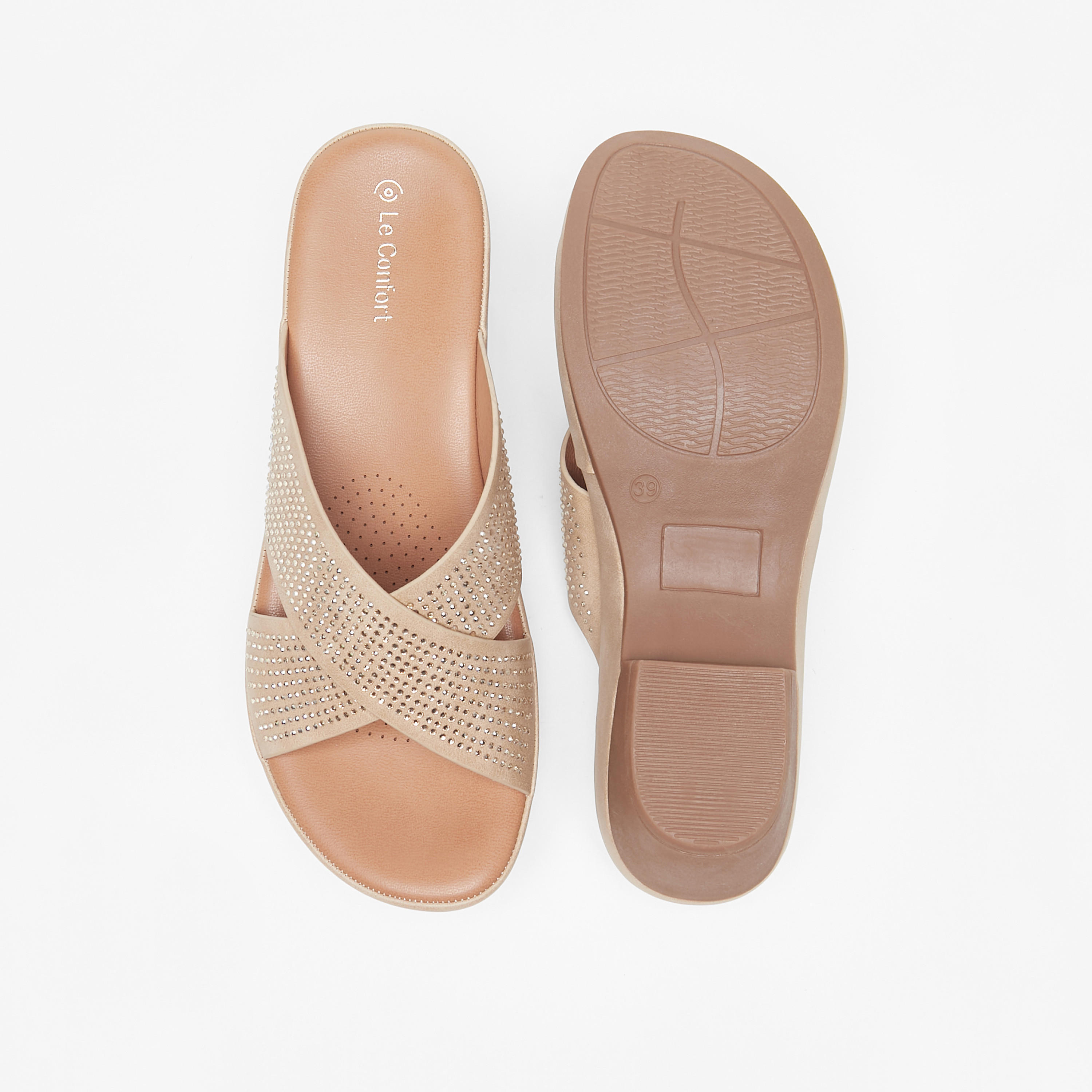 صندل مريح مزيّن بحزام متقاطع وكعب سميك من لو كونفورت-women-shoes-sandals-heeled-image-10