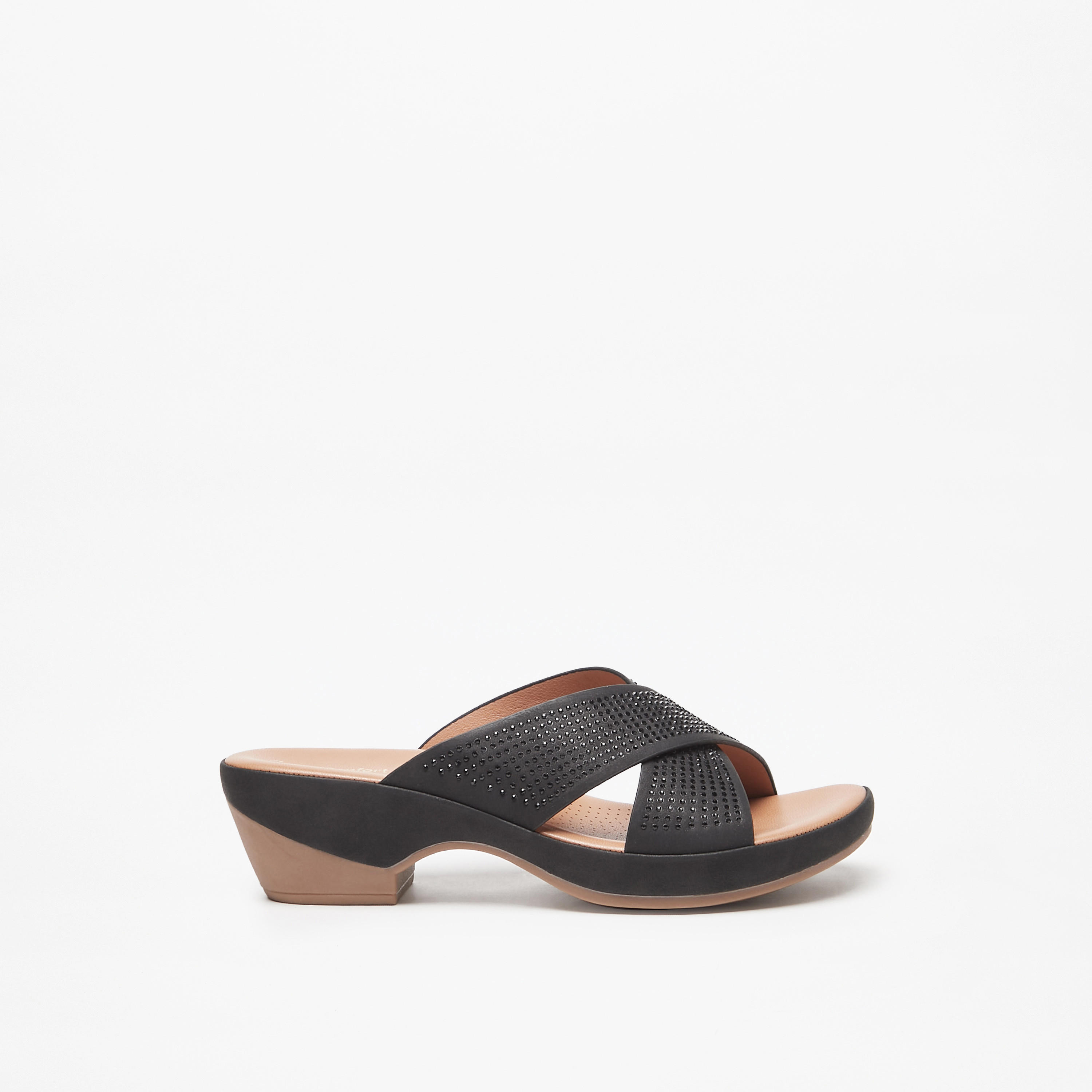 صندل مريح مزيّن بحزام متقاطع وكعب سميك من لو كونفورت-women-shoes-sandals-heeled-image-3