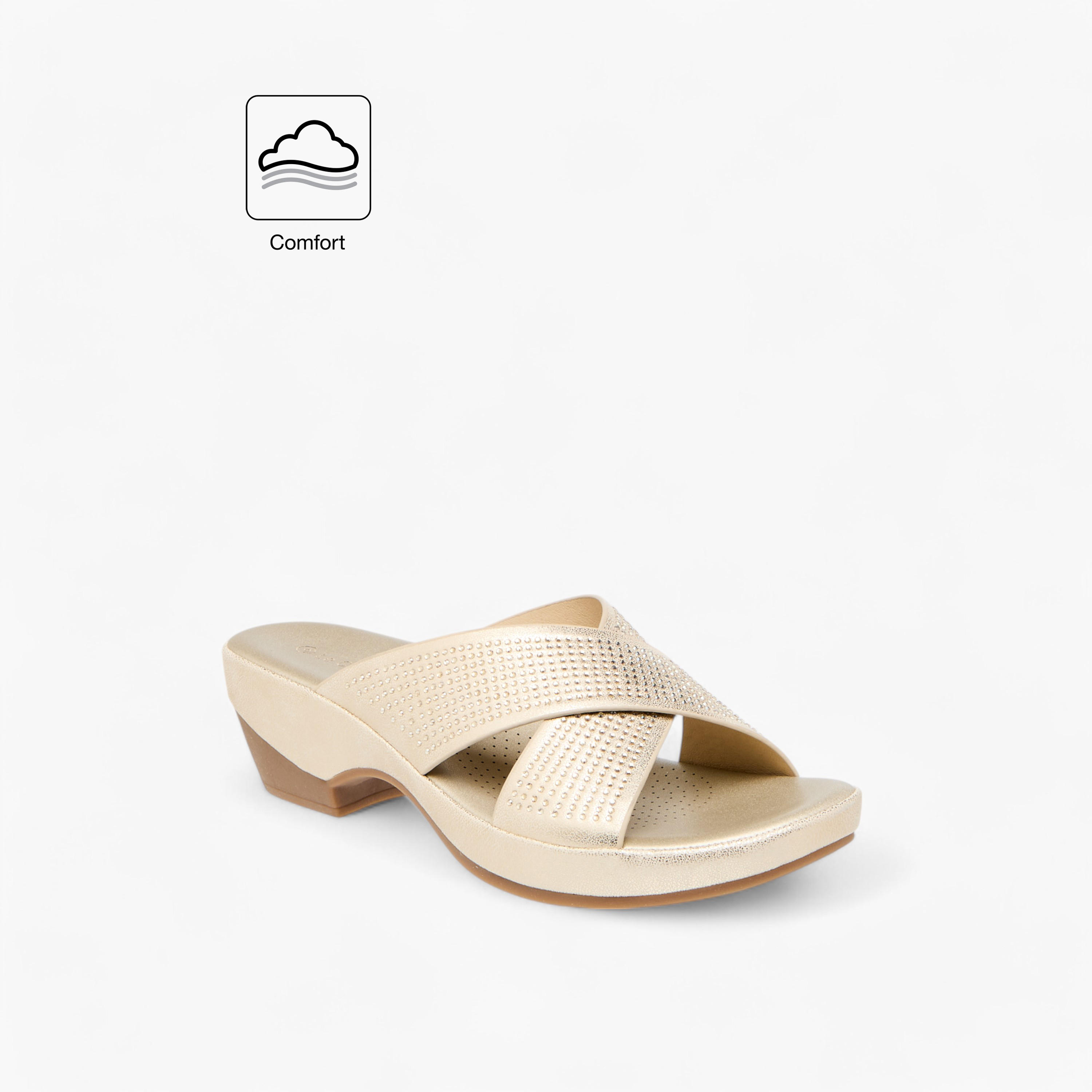Le Confort Embellished Cross Strap Comfort Sandals with Block Heels-women-shoes-sandals-heeled-image-2
