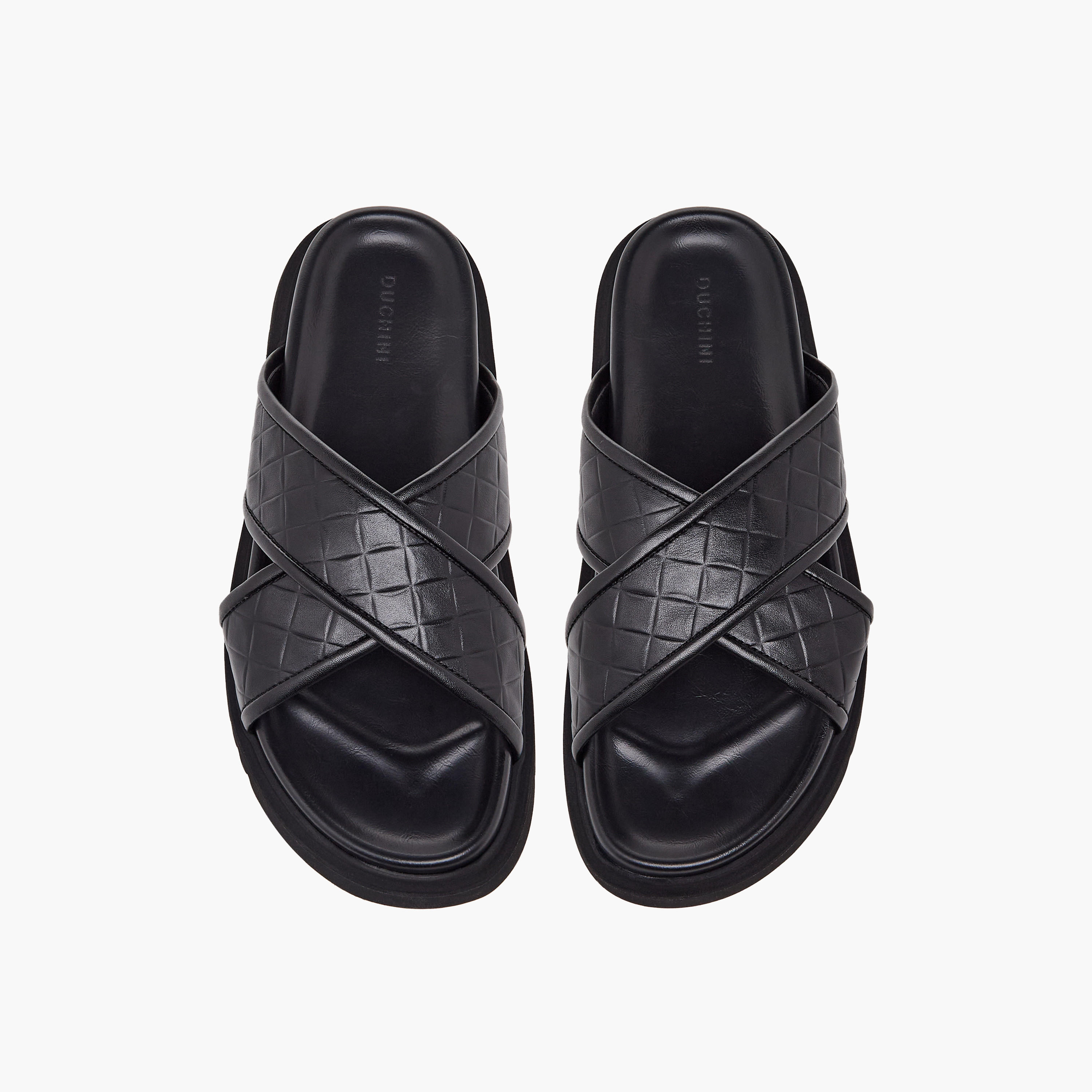 Duchini Men Quilted Criss-Cross Comfort Sandals-men-shoes-sandals-image-1