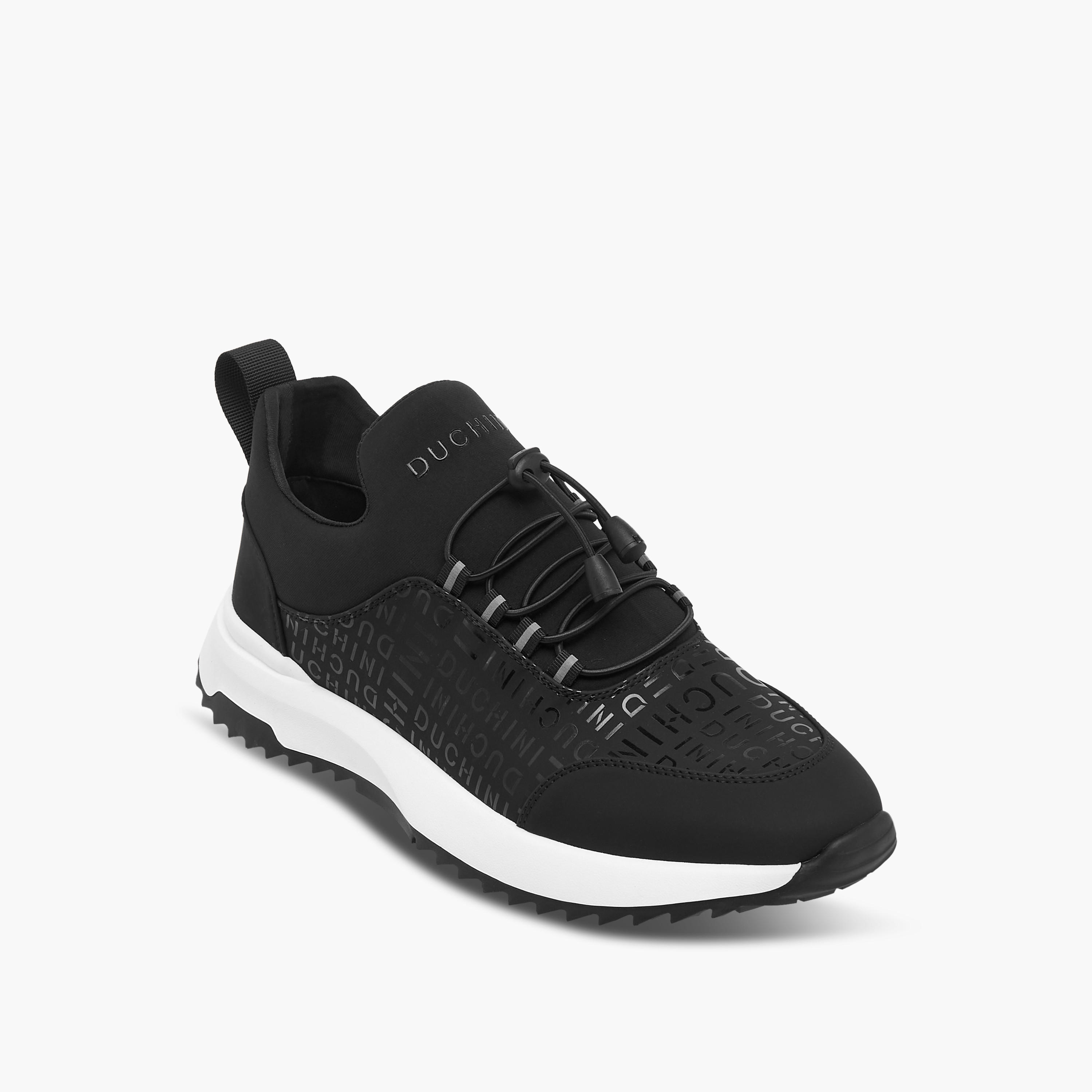 Duchini Men's Monogram Print Slip-On Sneakers with Drawstring Detail-men-shoes-sneakers-image-2