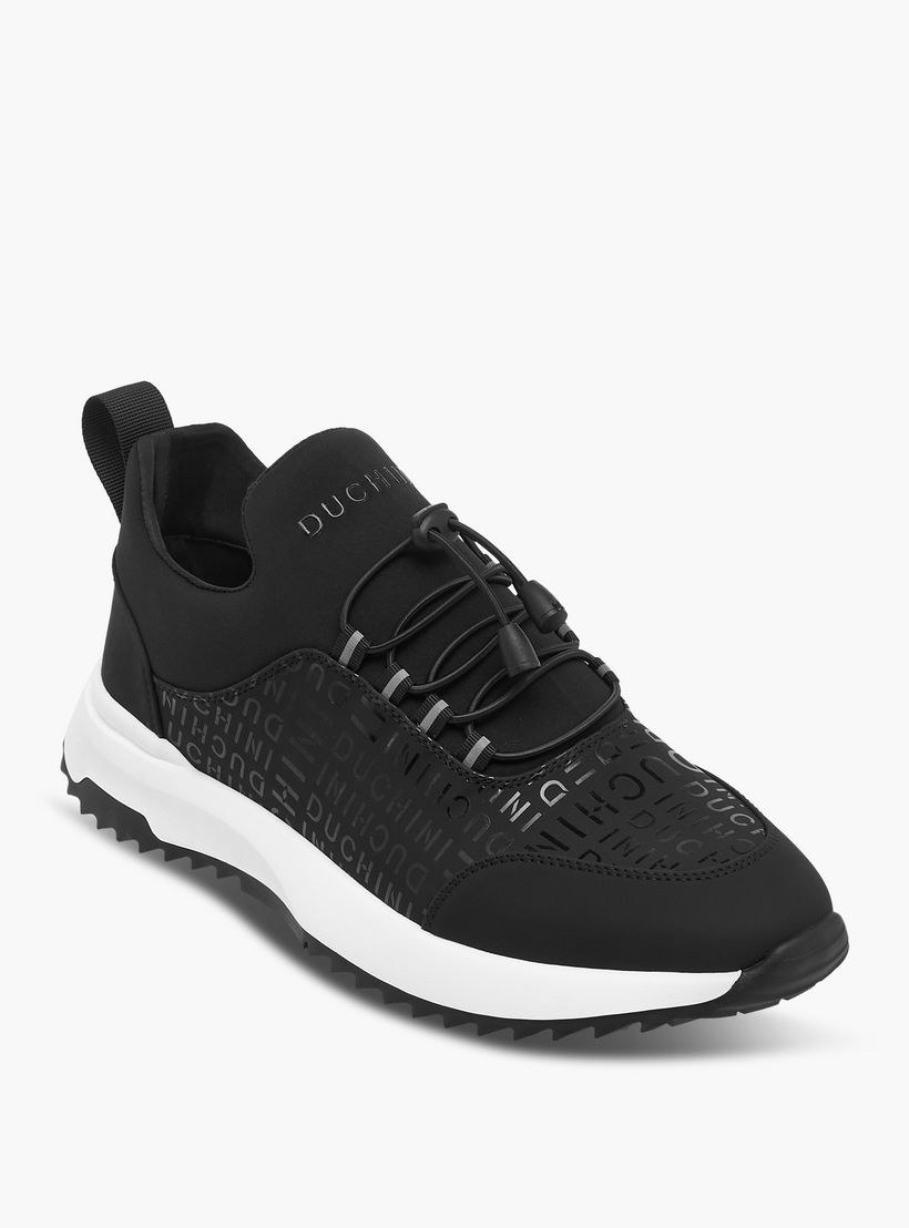 Duchini Men's Monogram Print Slip-On Sneakers with Drawstring Detail-men-shoes-sneakers-image-2