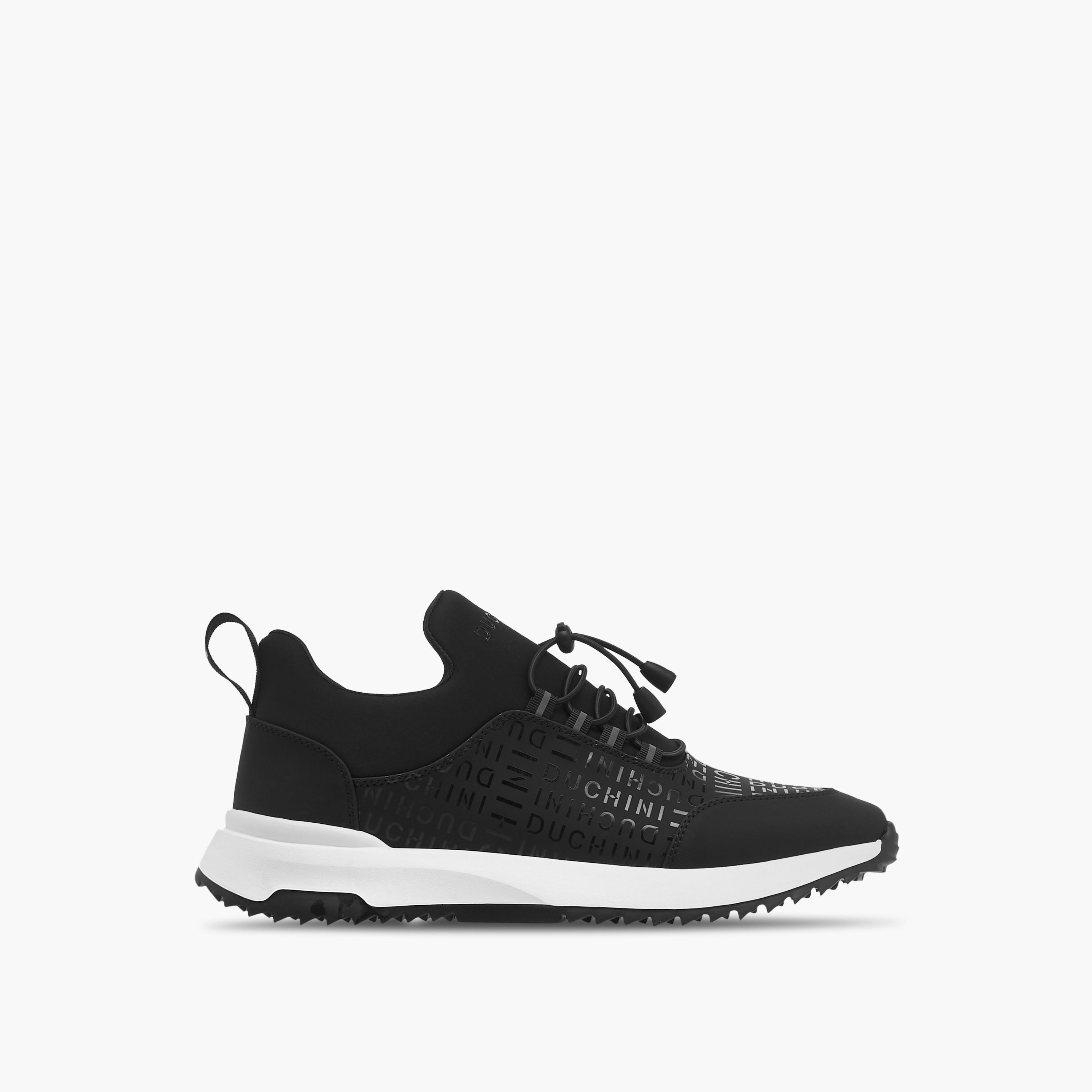 Duchini Men's Monogram Print Slip-On Sneakers with Drawstring Detail-men-shoes-sneakers-image-3