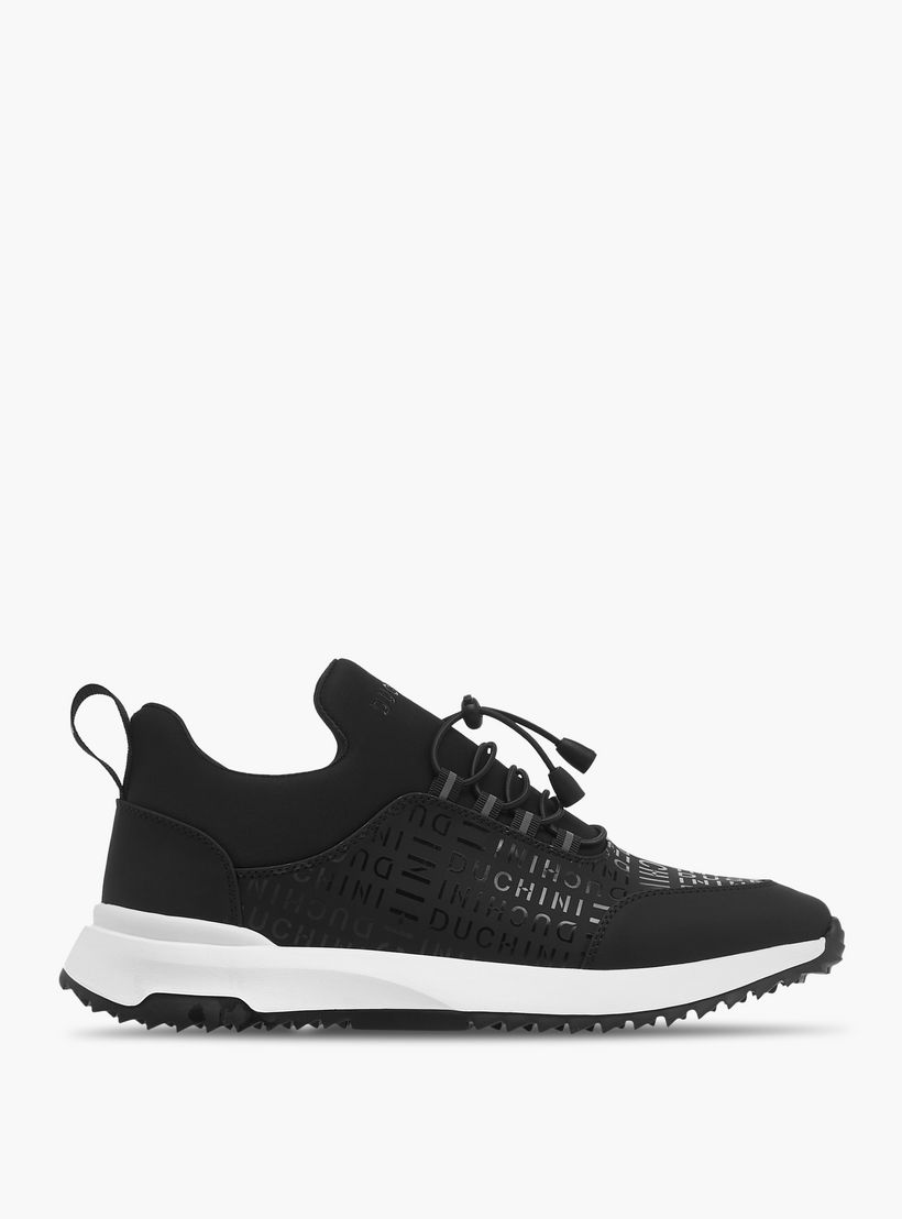 Duchini Men's Monogram Print Slip-On Sneakers with Drawstring Detail-men-shoes-sneakers-image-3
