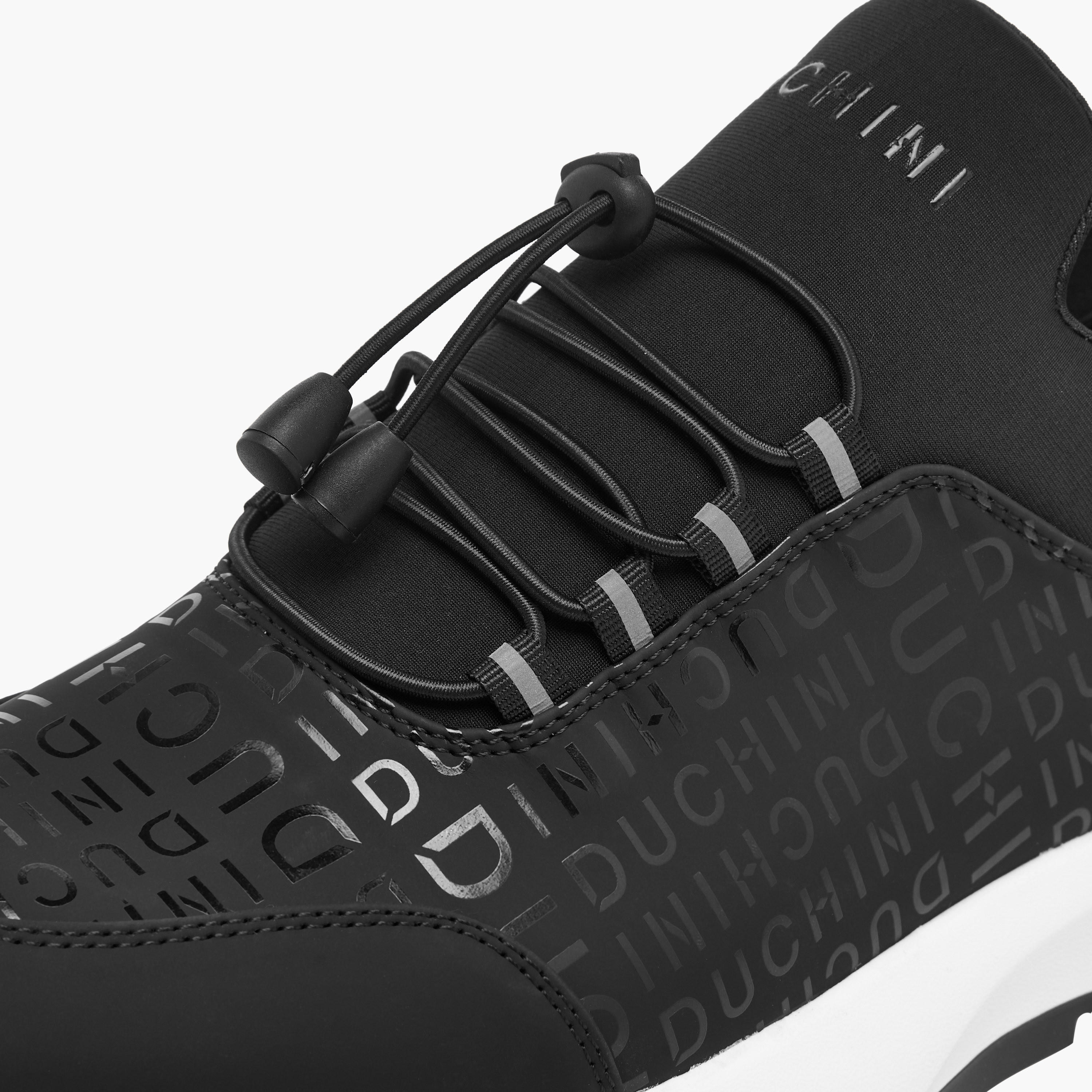 Duchini Men's Monogram Print Slip-On Sneakers with Drawstring Detail-men-shoes-sneakers-image-4