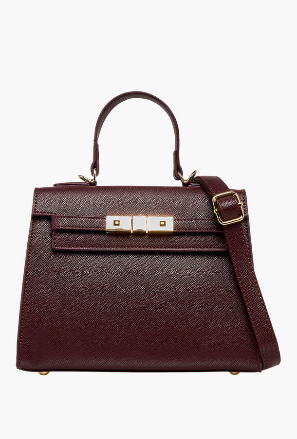 شنطة ساتشيل بارزة الملمس بحزام قابل للفصل وطية إغلاق من فلورا بيلا-women-bagsandwallets-handbags-image-1