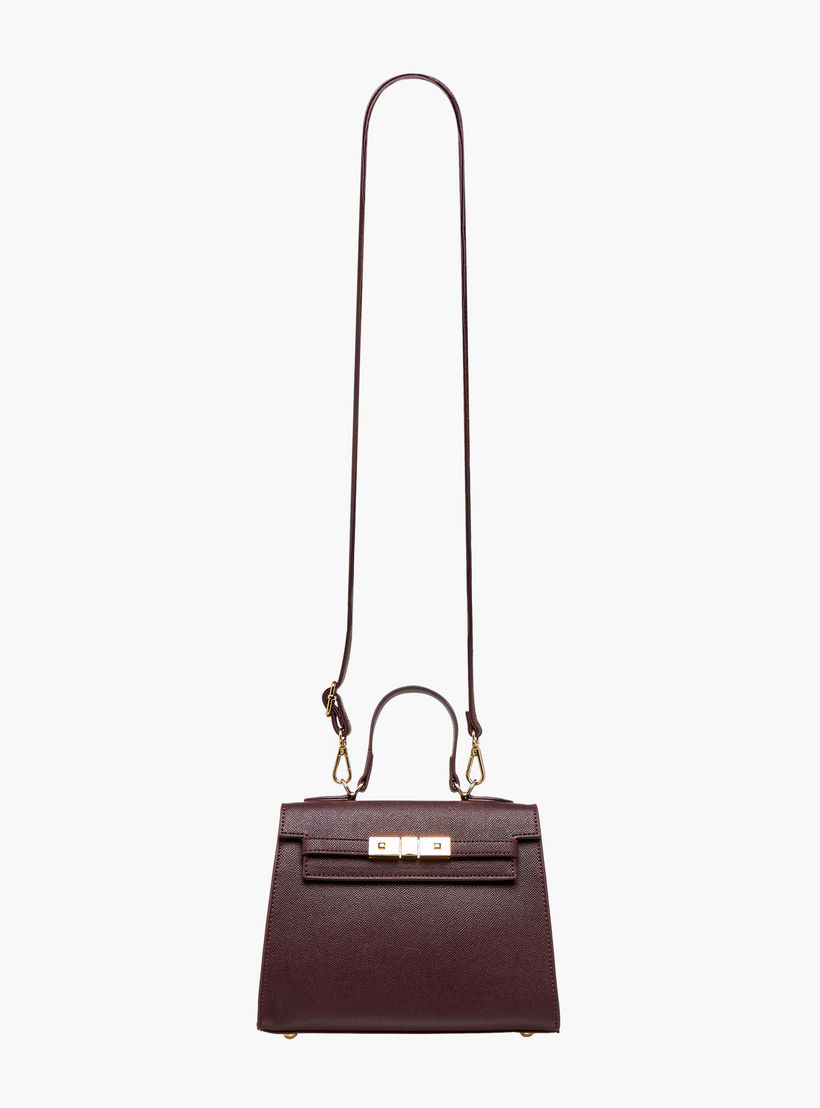 شنطة ساتشيل بارزة الملمس بحزام قابل للفصل وطية إغلاق من فلورا بيلا-women-bagsandwallets-handbags-image-3