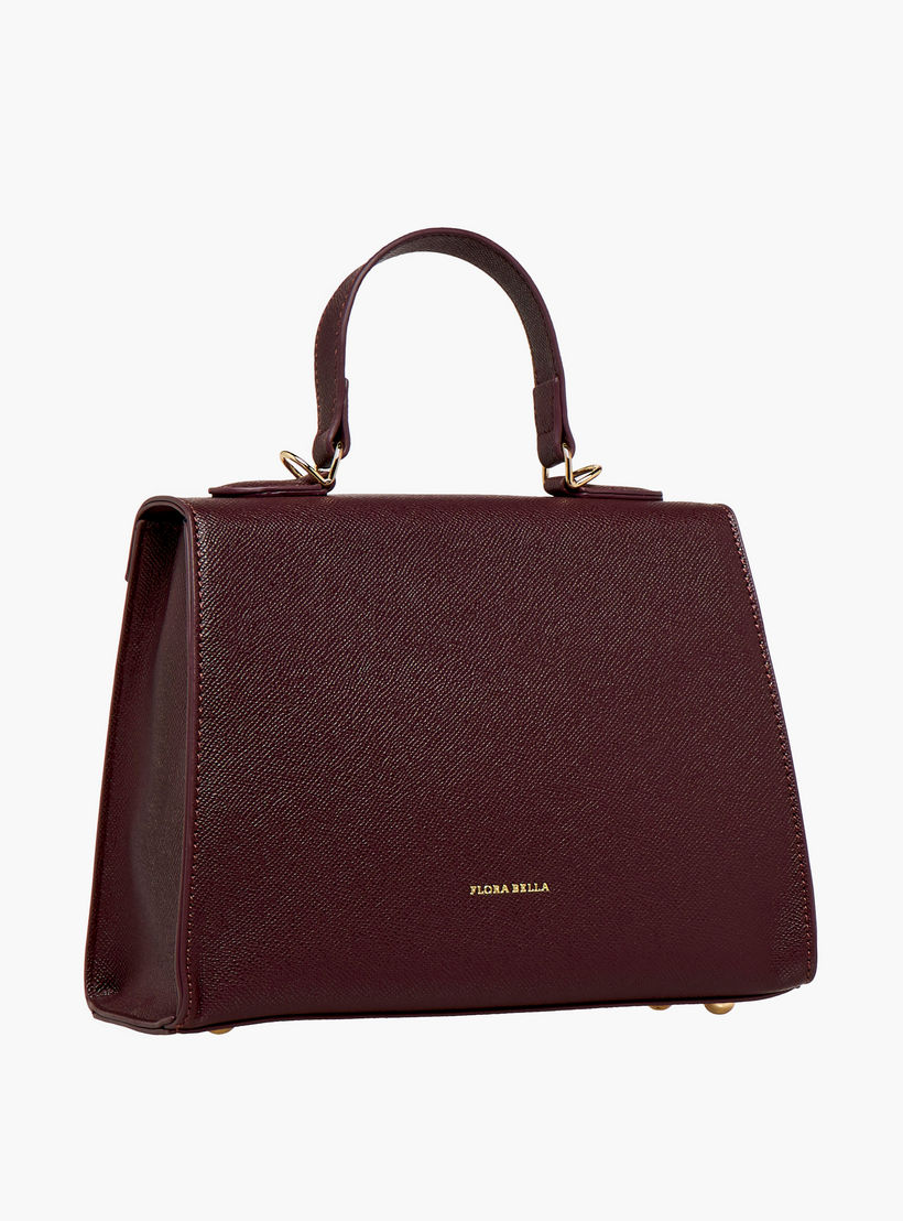شنطة ساتشيل بارزة الملمس بحزام قابل للفصل وطية إغلاق من فلورا بيلا-women-bagsandwallets-handbags-image-4