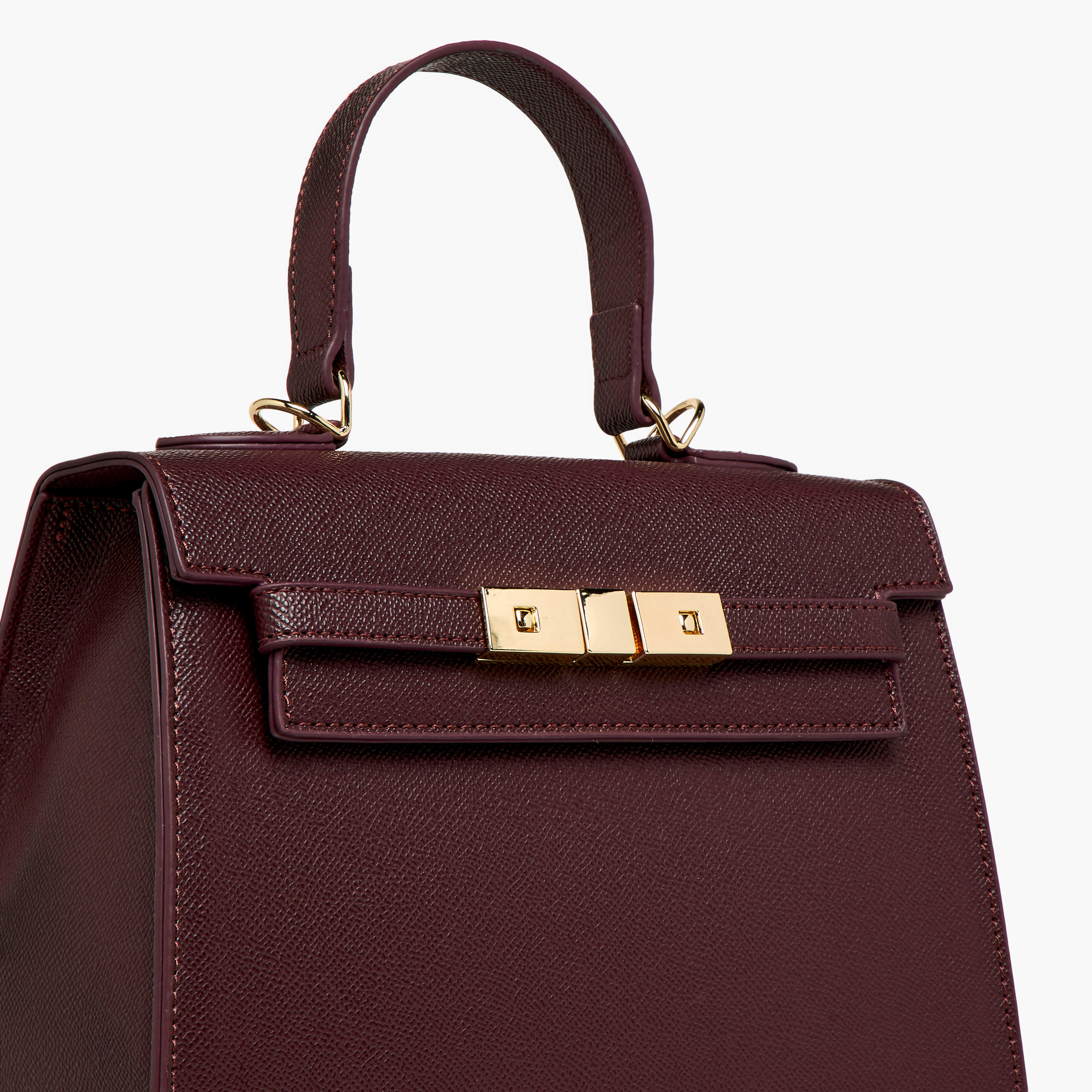 شنطة ساتشيل بارزة الملمس بحزام قابل للفصل وطية إغلاق من فلورا بيلا-women-bagsandwallets-handbags-image-5