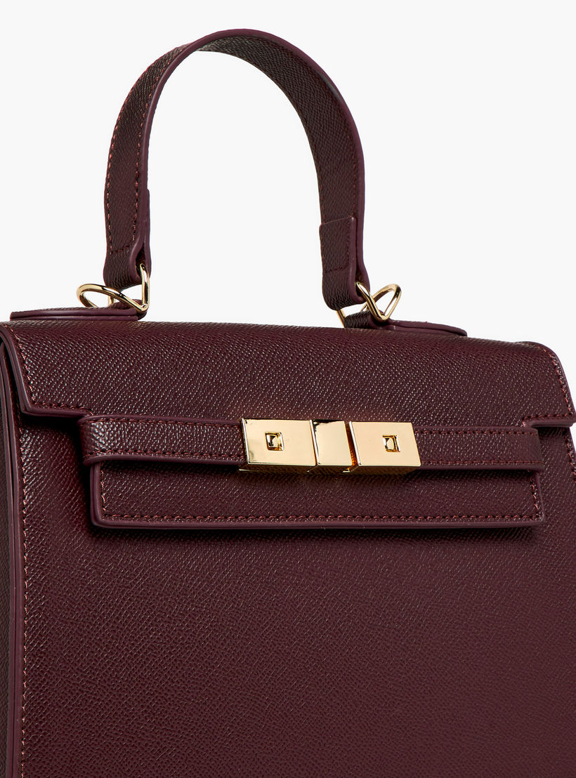 شنطة ساتشيل بارزة الملمس بحزام قابل للفصل وطية إغلاق من فلورا بيلا-women-bagsandwallets-handbags-image-5