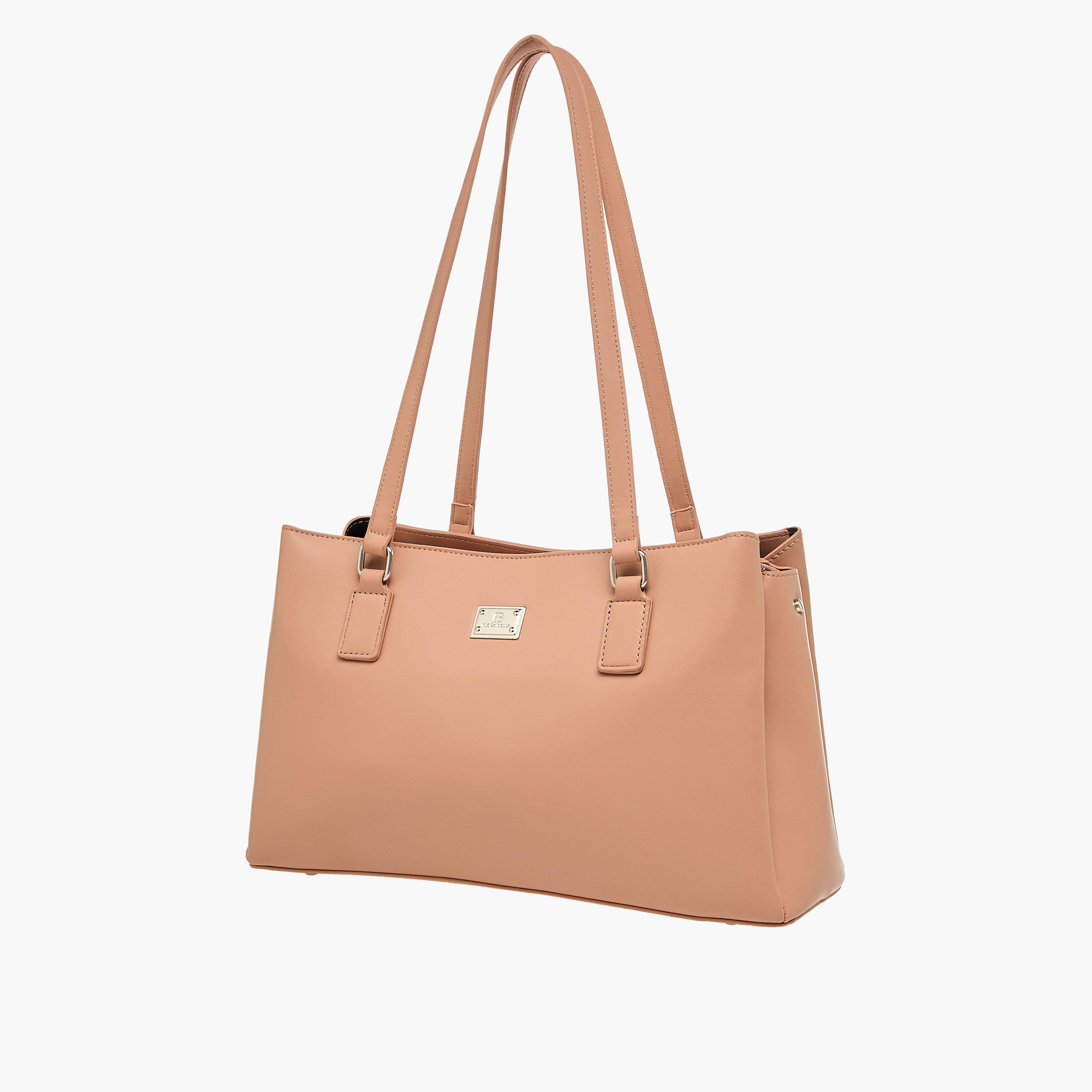 شنطة كتف سادة بمقبض مزدوج وسحاب إغلاق من فلورا بيلا-women-bagsandwallets-handbags-image-2