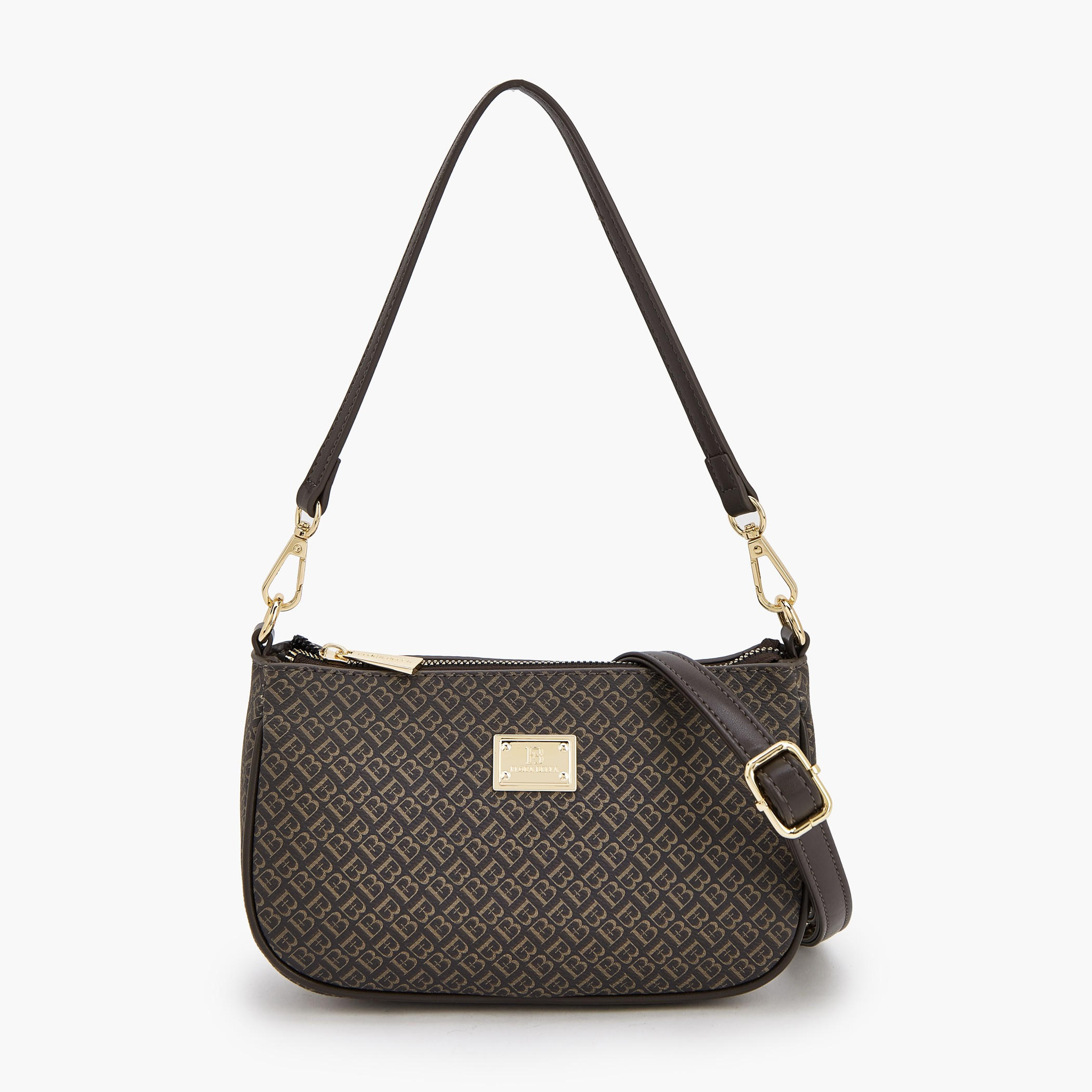 شنطة كتف بطبعات مونوجرام وحزام قابل للفصل من فلورا بيلا-women-bagsandwallets-handbags-image-1