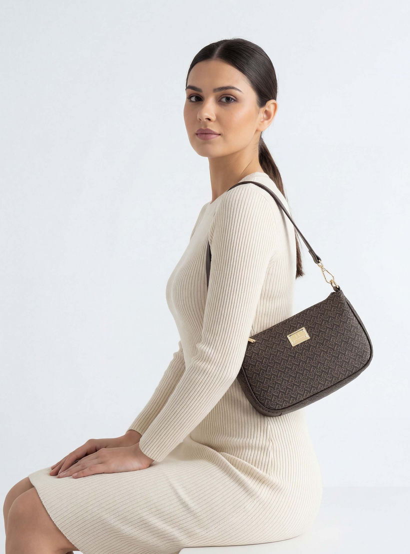 شنطة كتف بطبعات مونوجرام وحزام قابل للفصل من فلورا بيلا-women-bagsandwallets-handbags-image-2