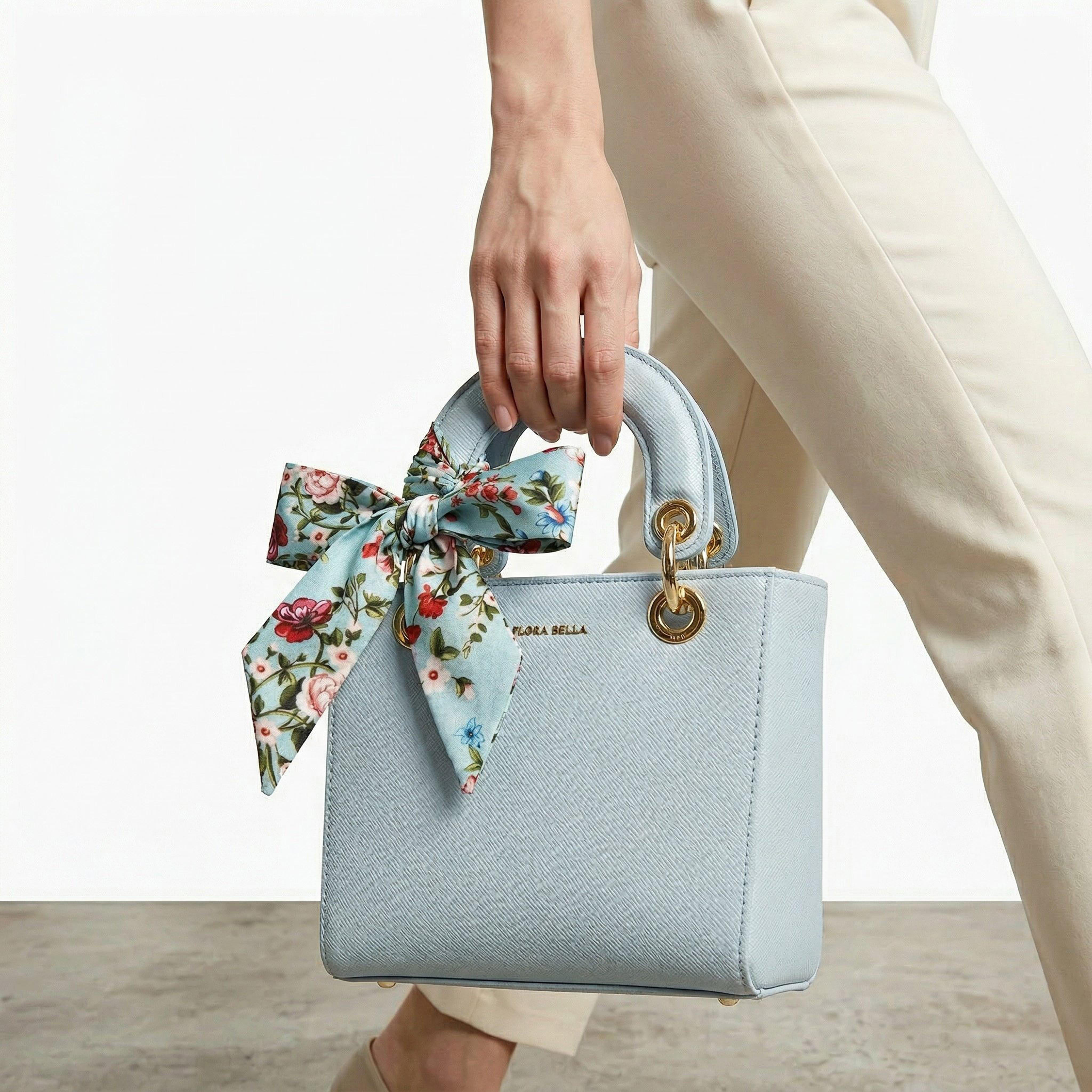 Flora Bella Textured Satchel Bag with Printed Scarf Accent-women-bagsandwallets-handbags-image-2